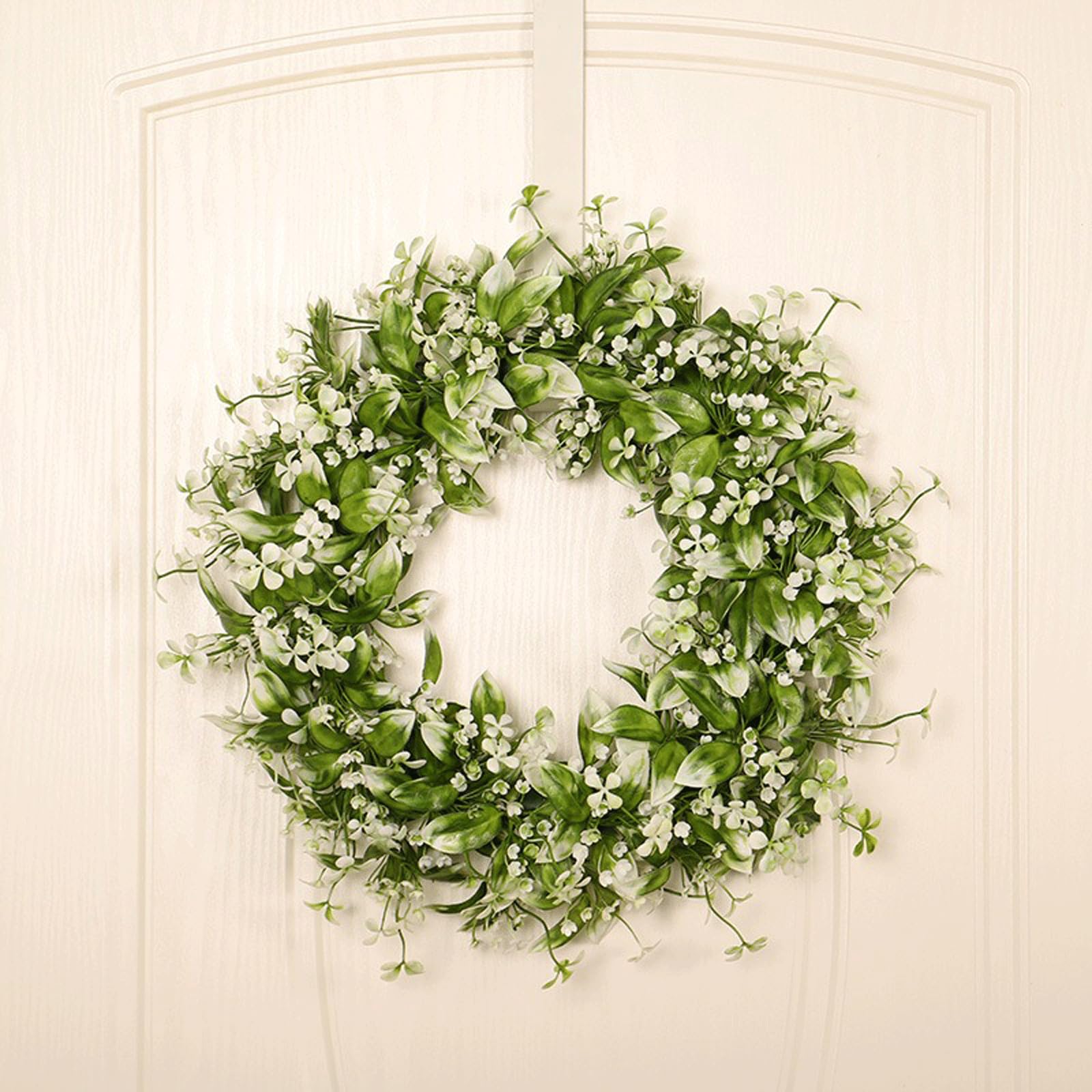 Ghirlanda di benvenuto per porta d'ingresso, per primavera ed estate, per porta d'ingresso, ghirlanda esterna per porta d'ingresso, 45 x 45 cm, cartello primaverile ed estivo, decorazione da