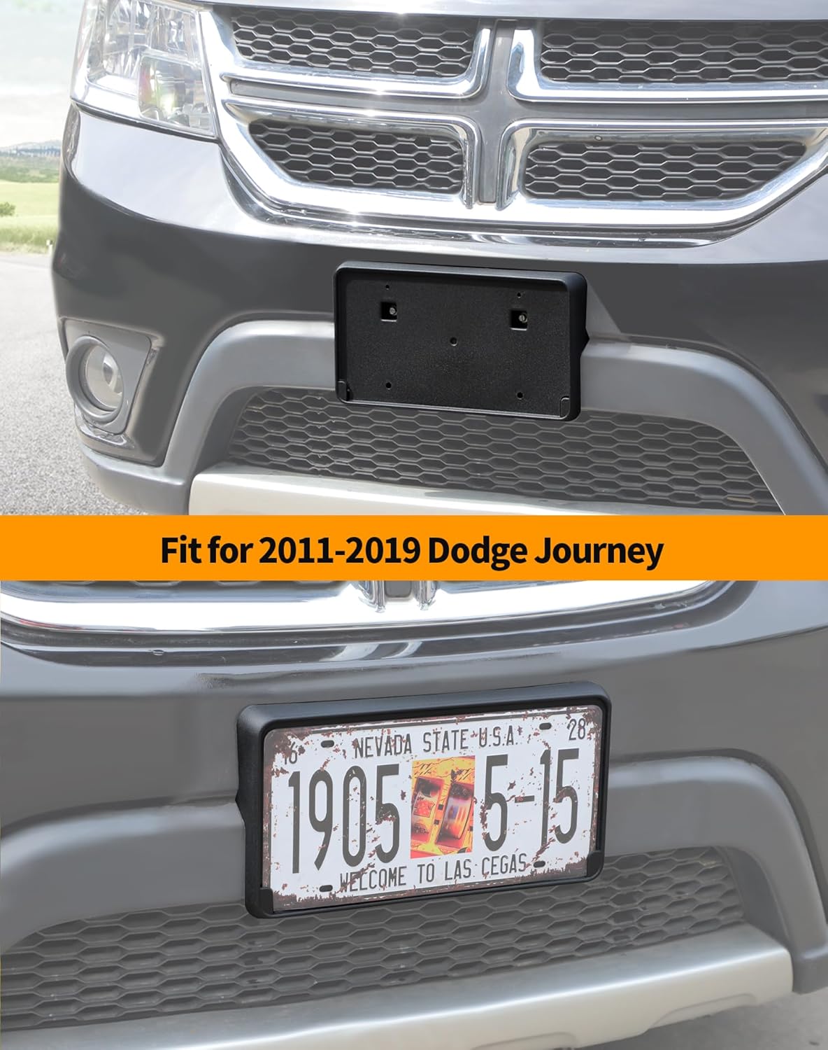 Hoolcar Front License Plate Bracket Frame Holder Fit for 2011-2019 Dodge Journey ABS Black Exterior Accessories