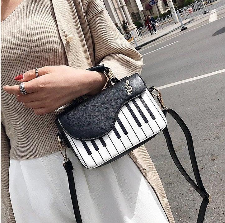 Woman Accordion or piano music notes shoulder bag crossbody tote bag4
