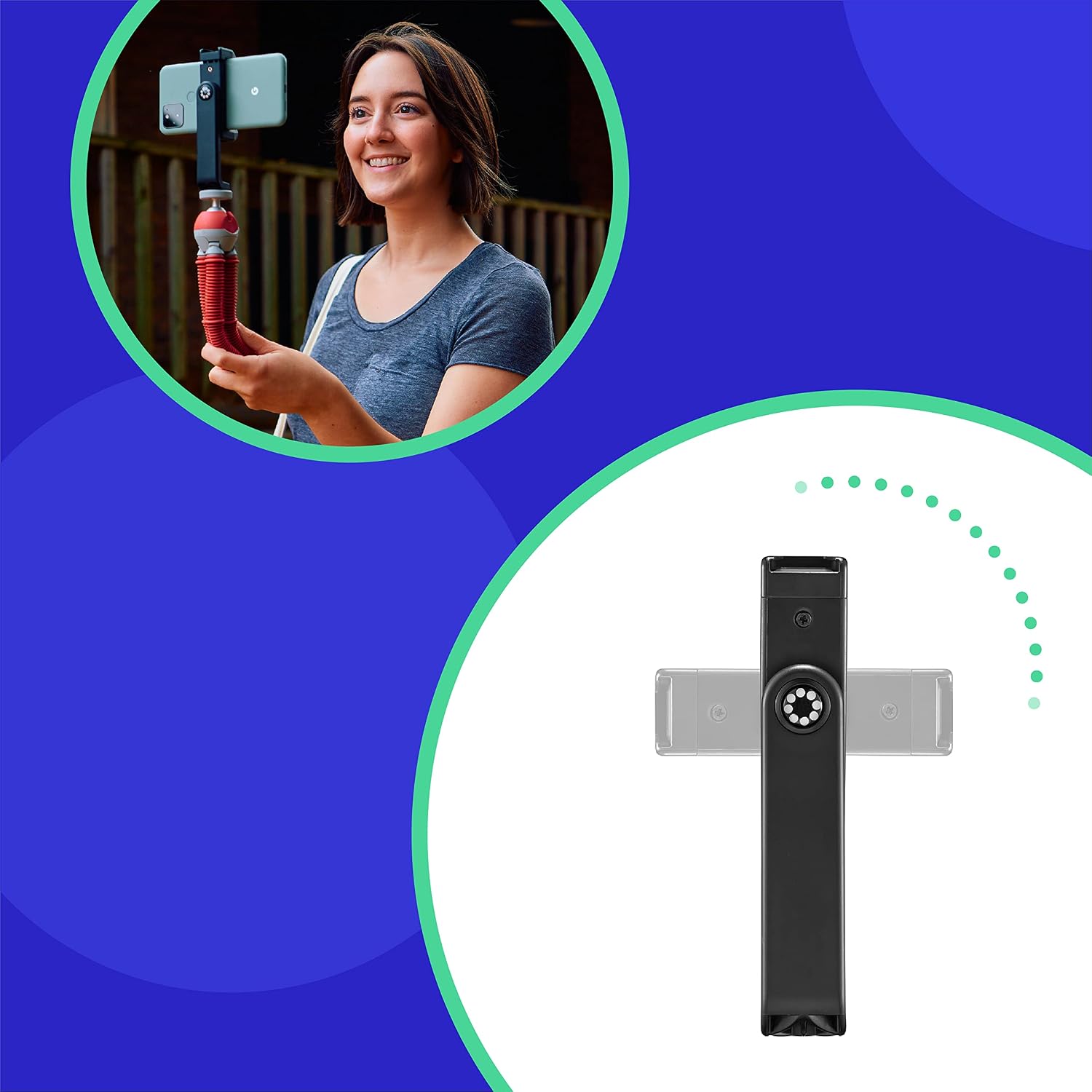 JOBY PodZilla Medium Kit, Flexible Tripod with GripTight 360 Phone Mount, Phone Tripod from The Creators of GorillaPod, Compatible with iPhone, Smartphones and Action Cameras, up to 1Kg, Red