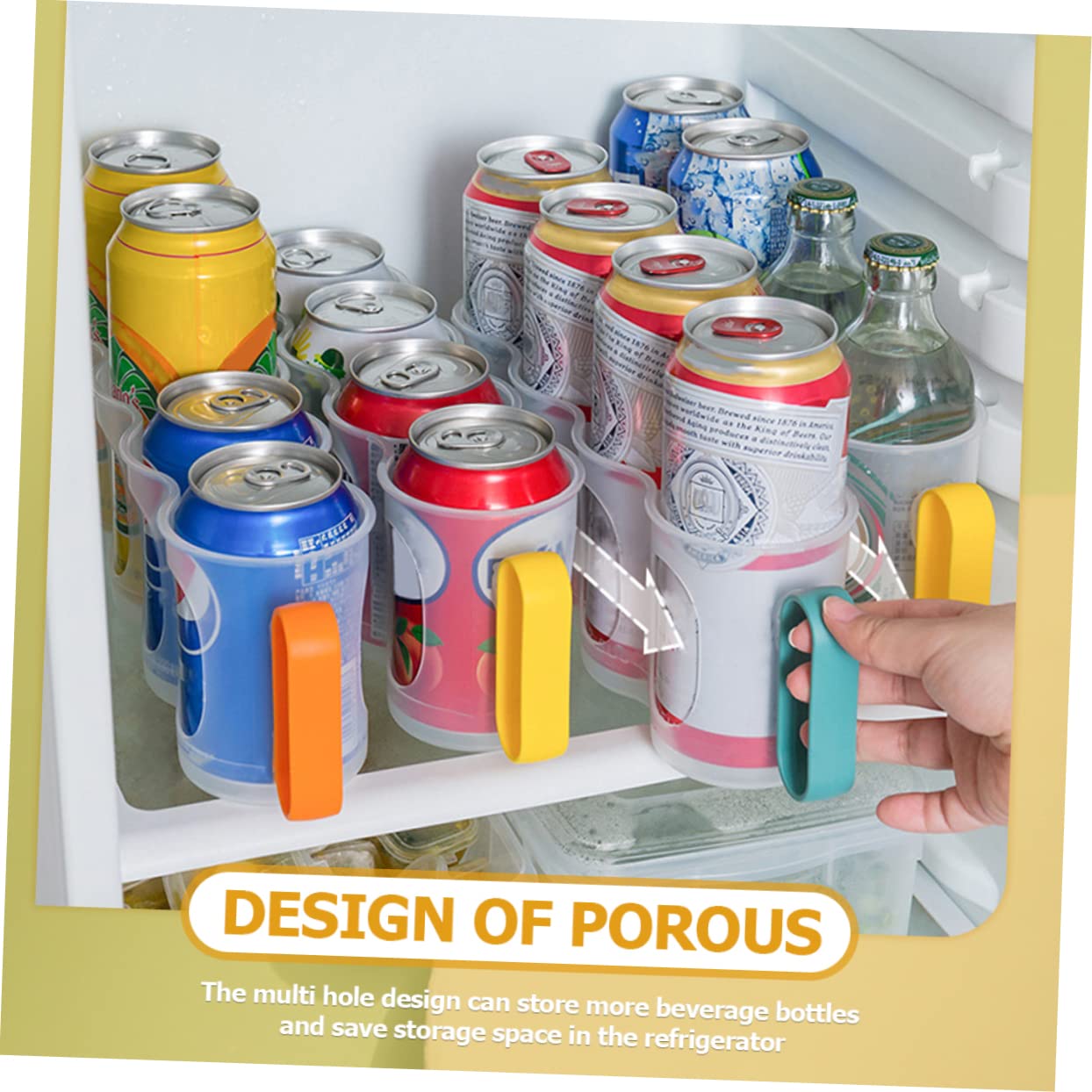 PRETYZOOM 3Pcs Soda Dispenser Organizer for Refrigerator Drink Can Holder Stackable Beverage Storage for Cans Beer and Drinks for Home and Kitchen Use