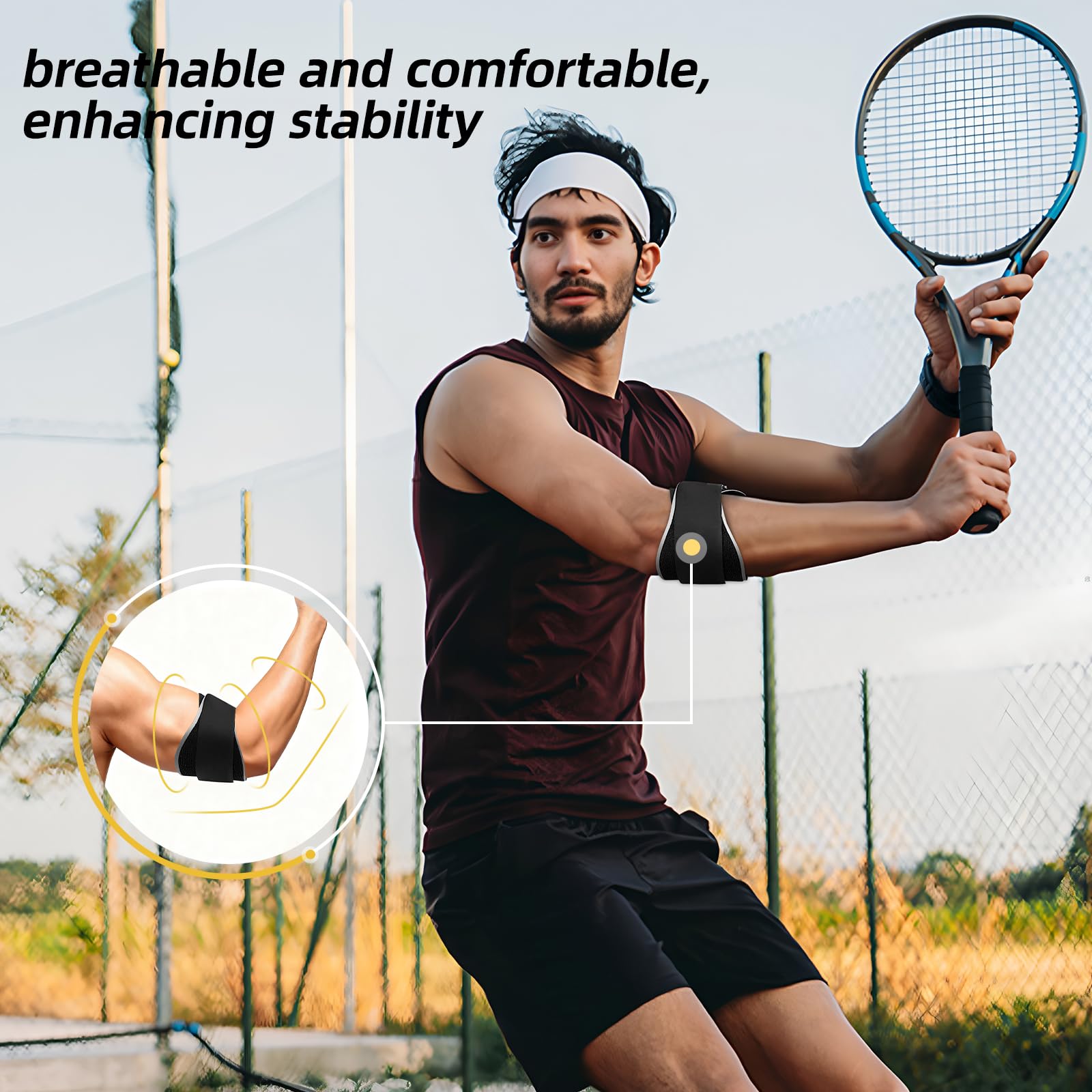 Tutore Epicondilite Gomito Terapia Epicondilite Regolabile Tutore Gomito Gomitiera Fascia Epicondilite Gomito per Tennis Elbow, Golfer's Elbow, Tendinite e Alleviamento del Dolore (2 Pezzi)