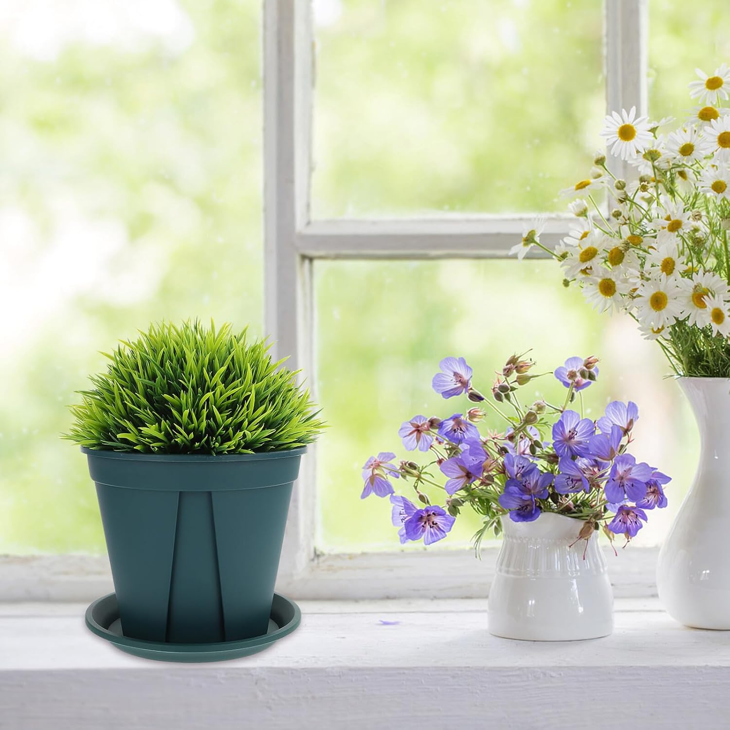 YARNOW 8 Sets Plastic Gardening Nursery Pots with Trays, 210 Model Thickened Root Control Containers for Seedlings and Outdoor Flower Plants, Breathable Plant Nursery Cups with Drainage