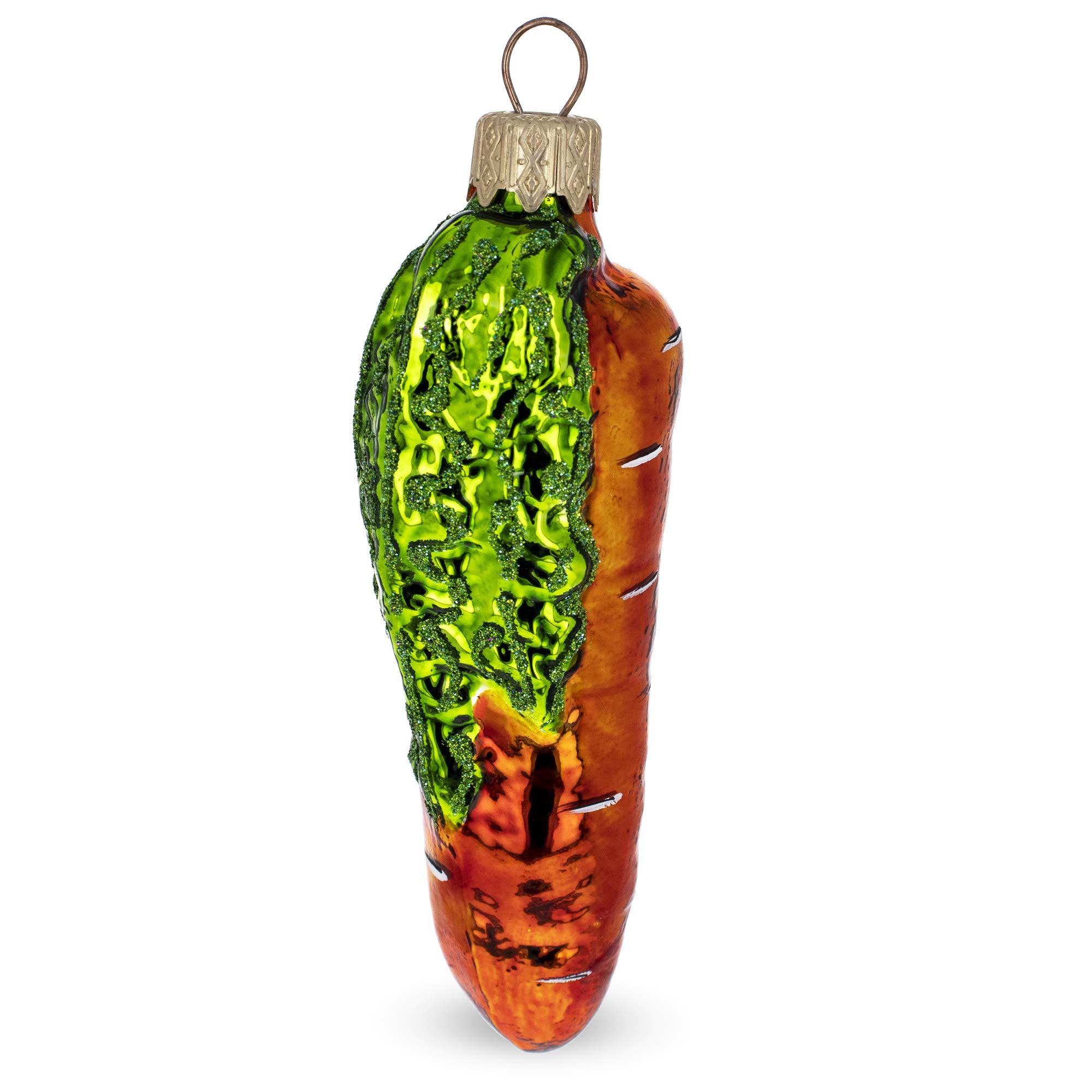 Carotte de Noël en verre BestPysanky pour décorer un sapin potager original
