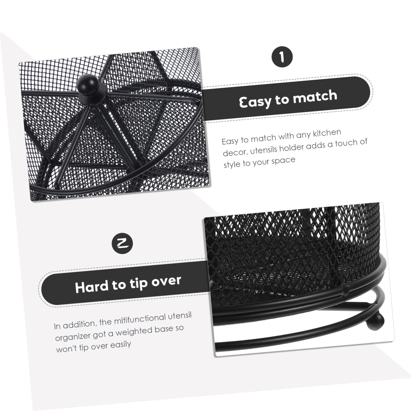 ULTECHNOVO 3pièces Porte-ustensiles De Cuisine Rotatif à Compartiments Organisateur De Couverts pour Rangement Pratique Et Élégant Ustensiles De Cuisine
