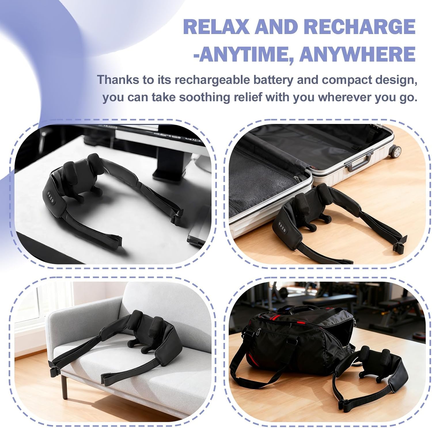 Cordless Neck and Shoulder Massager with Heat, Electric Deep Tissue Kneading for Back Pain, Hands-Free Shiatsu Massage Pillow, Portable for Home, Office, Travel - Image 7