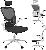 Vista 16 de Silla de oficina ergonómica, silla de escritorio de malla con reposacabezas ajustable y reposabrazos 2D, sillas de computadora con soporte lumbar