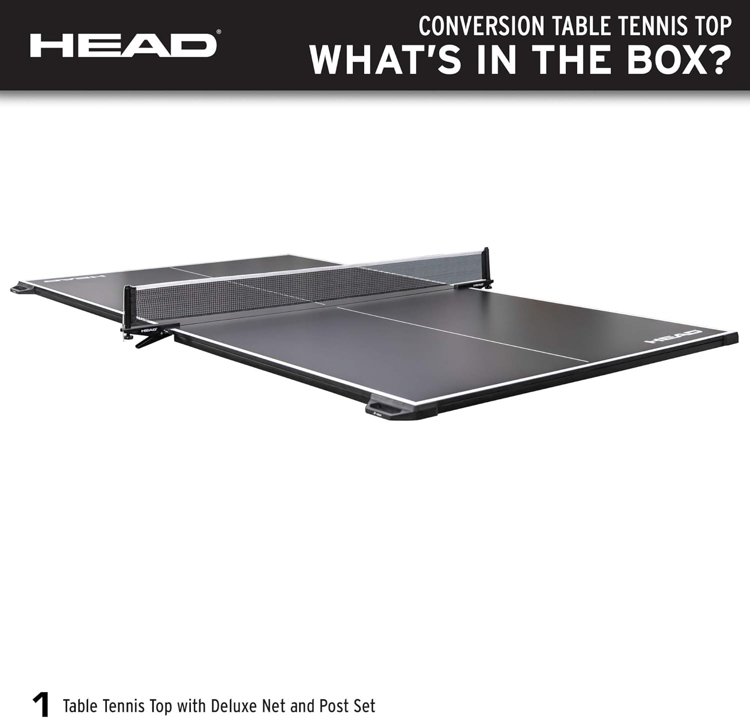 HEAD Tournament Size 2-Piece Deluxe Conversion Table Tennis Top, 15mm Surface with Clamp-On Net and Built-in Carry Handles: Sports & Outdoors
