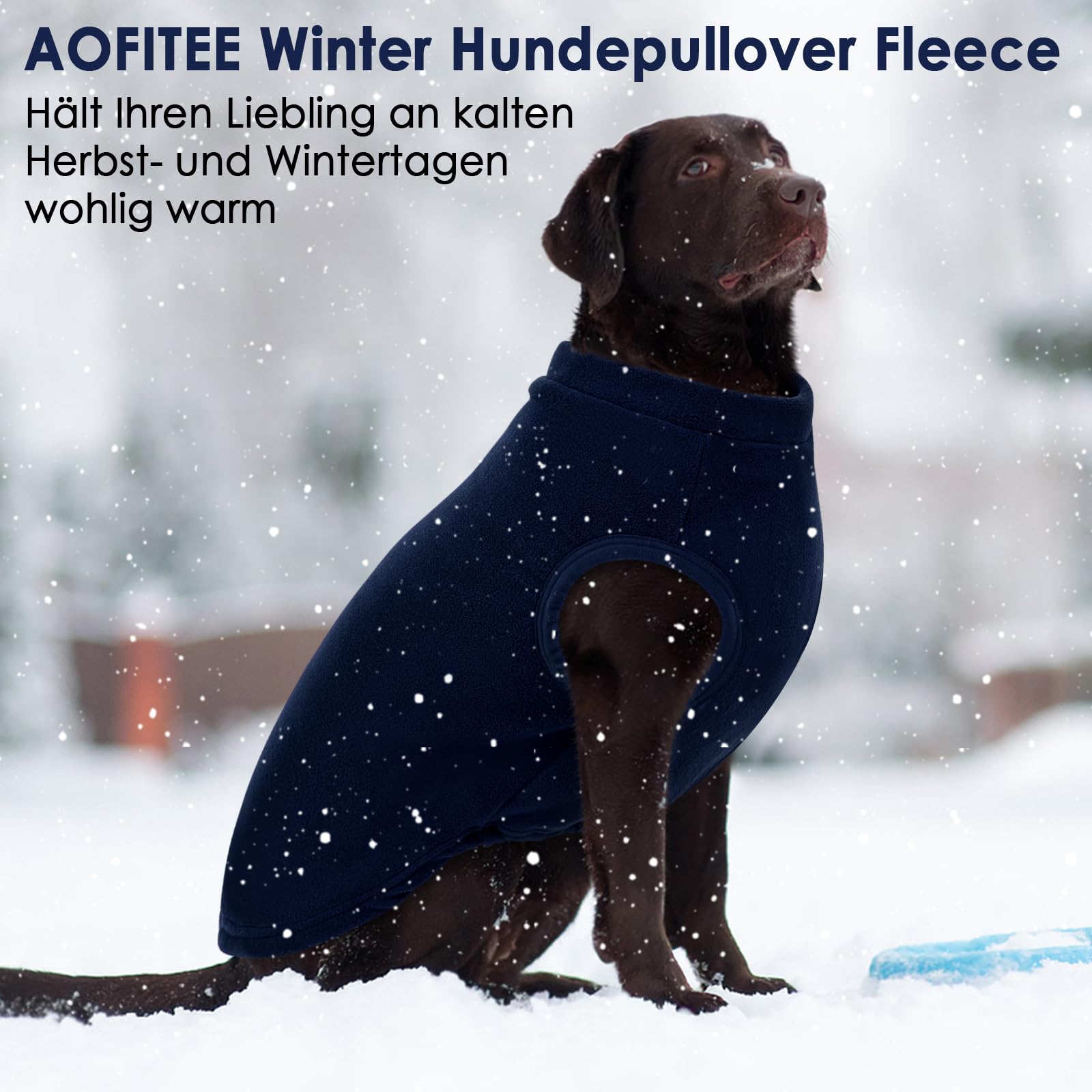 AOFITEE Fleece Hundepullover, Warmer Weihnachten Hunde Pullover Fleece Hundeweste für Große Hunde, Weicher Hundepulli Elastischer Fleecepullover Winter Hundemantel Pulli für Dobermann, Marineblau XXXL