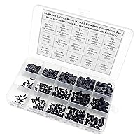 Vista 5 de Juego surtido de 540 tornillos métricos M2 M2.5 M3 M4 M5 de nylon Phillips de cabeza plana, tuercas hexagonales, arandelas planas (negro)