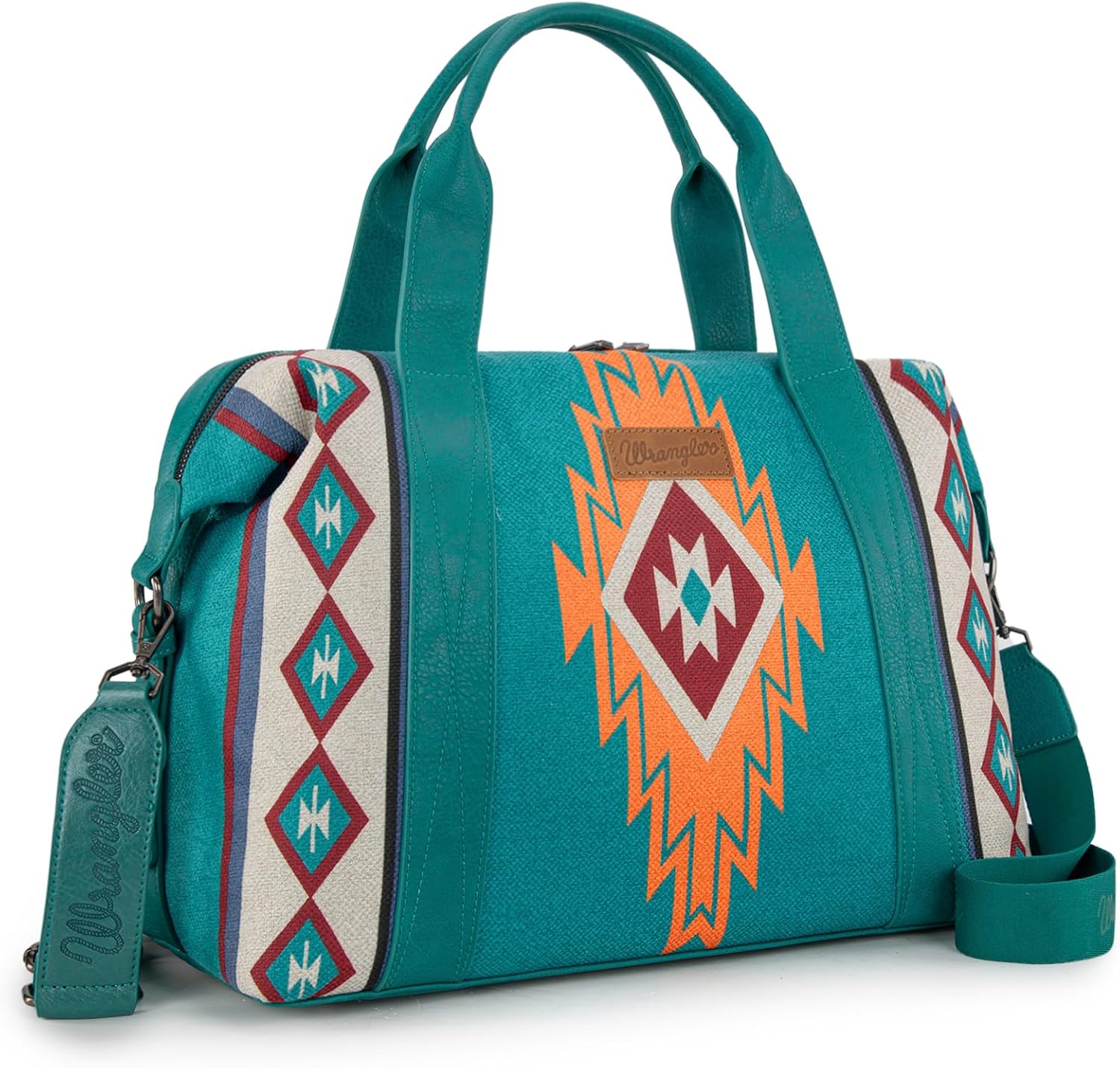 Wrangler Duffel Bag for Women Large Travel Weekender Bag Designer Aztec Carry On Bags, Turquoise