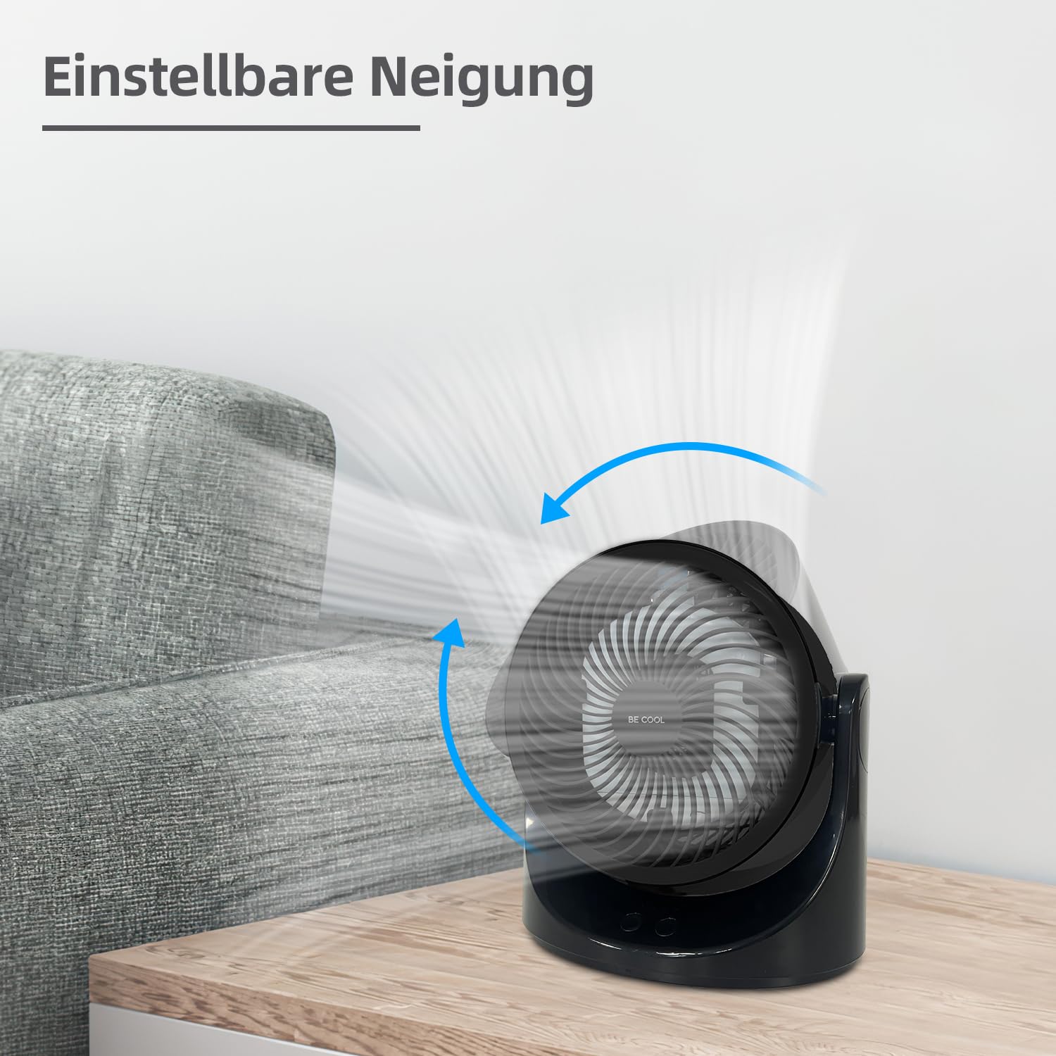 Be Cool USB-Windmaschine 15cm mit Kühlakku – Ø 6" / 15 cm, Kupfermotor, 10 Watt, Kühlakku im Lieferumfang, 7-farbige LED-Beleuchtung, USB Typ-C, schwarz