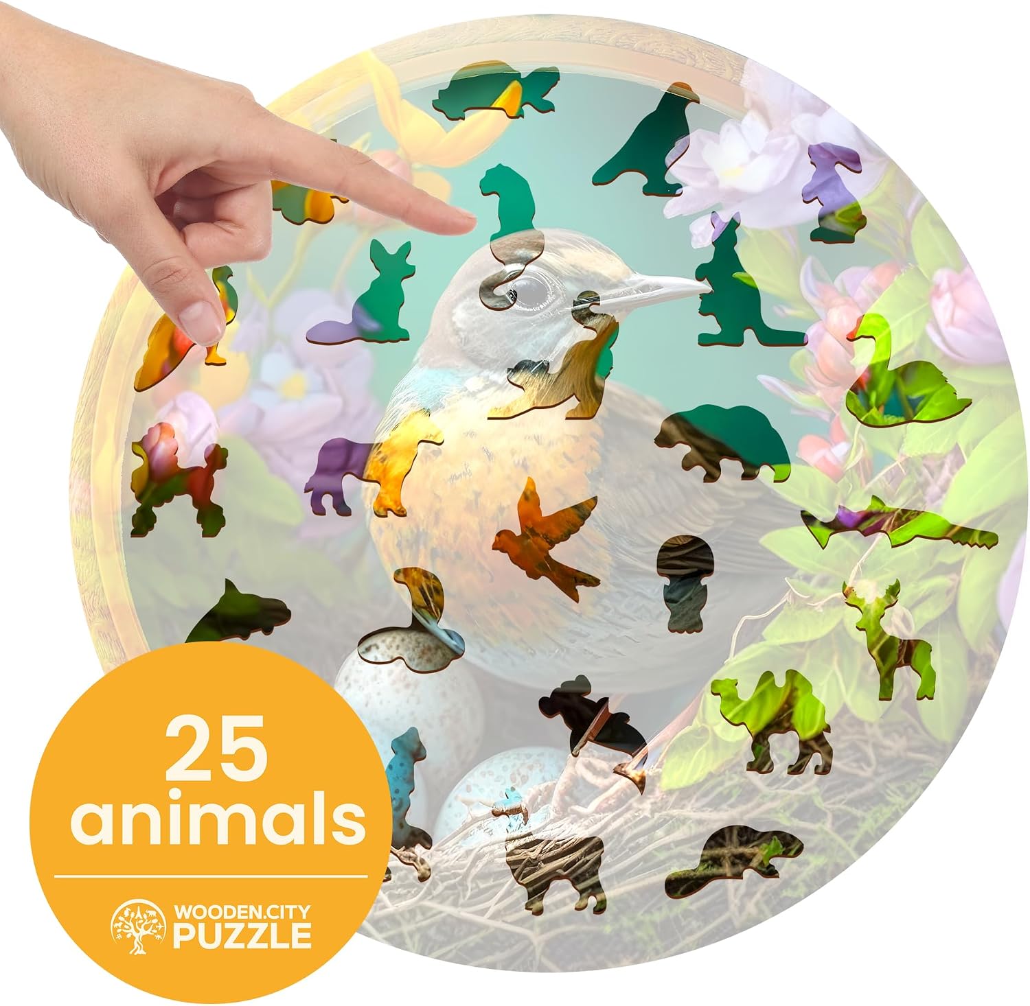 WOODEN.CITY Wood Puzzles A Mother's Love in Bloom 250 Piece - Vibrant Wooden Puzzles for Adults - Challenging Wood Cut Puzzles - Animal Shaped Puzzles - Unique Mosaic Wooden Jigsaw Puzzles for Adults