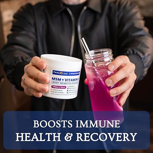Miniatura 9 de Twig & Leaf MSM + Vitamina C Polvo MSM Polvo para el crecimiento del cabello, uñas y apoyo articular Sin OMG, sin gluten 30 porciones 7.9 oz