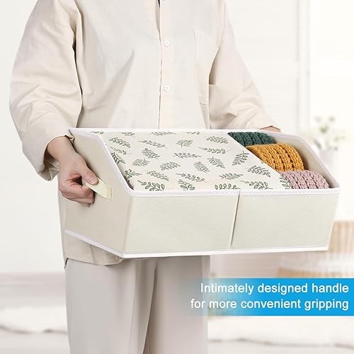 Miniatura 5 de Contenedores de almacenamiento para armario, grandes contenedores trapezoidales con asas, organizadores de armario de lino y almacenamiento para