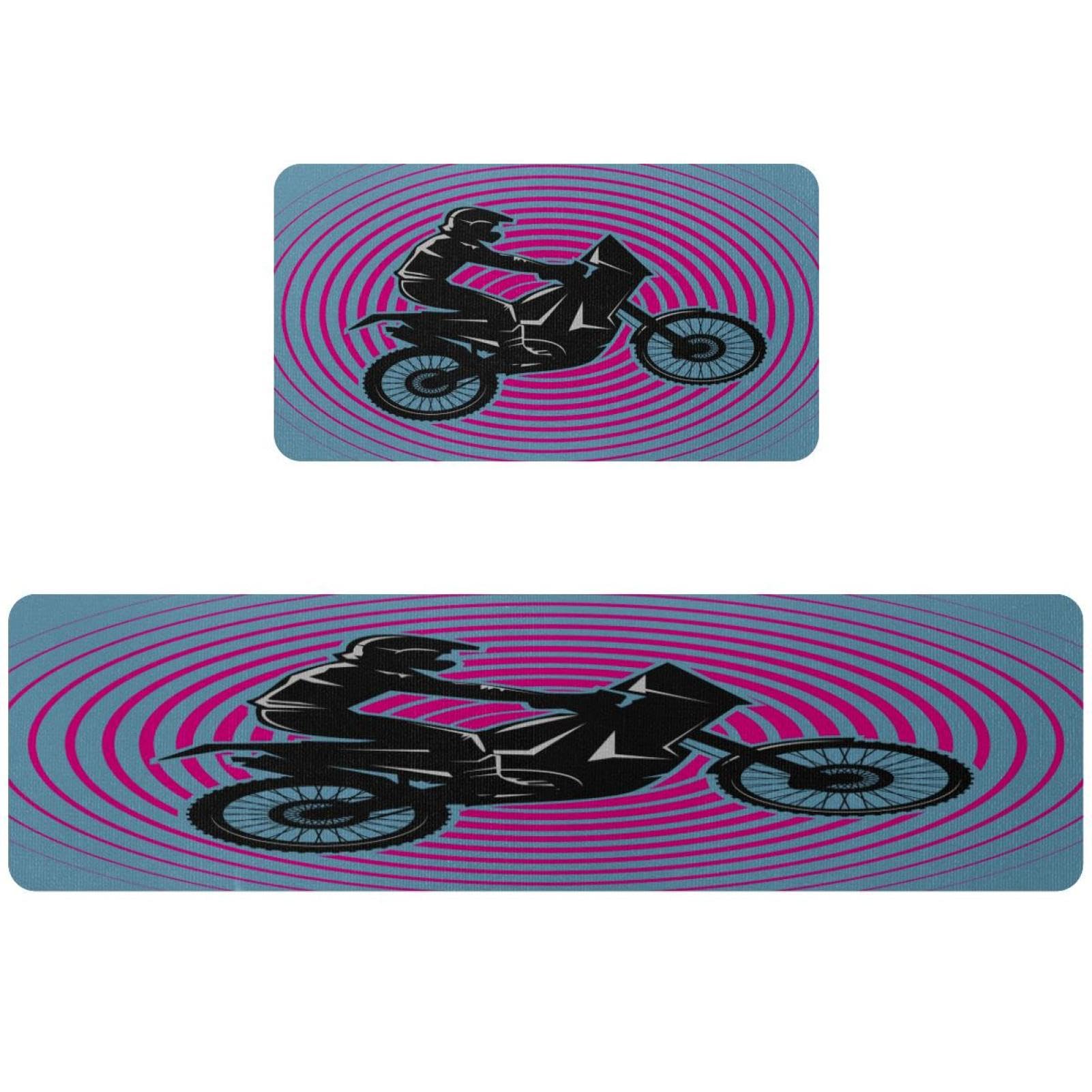 Tapis de cuisine antidérapant et lavable Cool Riding Motor Man, lot de 2 absorbant