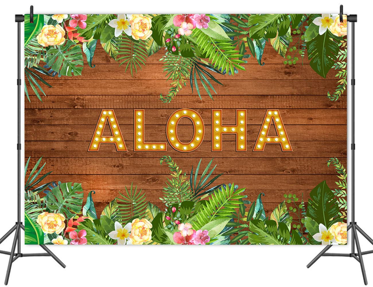 Fondo de madera para fiestas de Aloha tropical de verano, 2.1 x 1.5 m, luau, hawaiano, para cumpleaños, baby shower, fotografía, decoración de banner