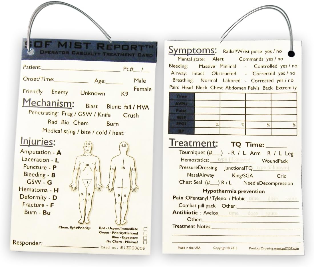 Operator Mist Casualty Treatment Card