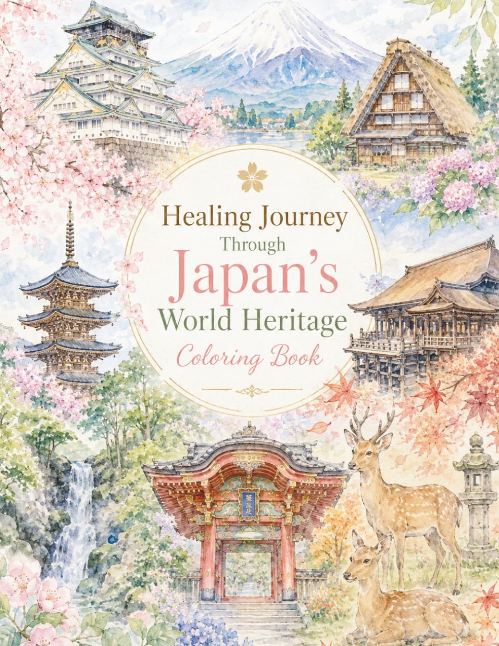 Healing Journey Through Japan’s World Heritage Coloring Book