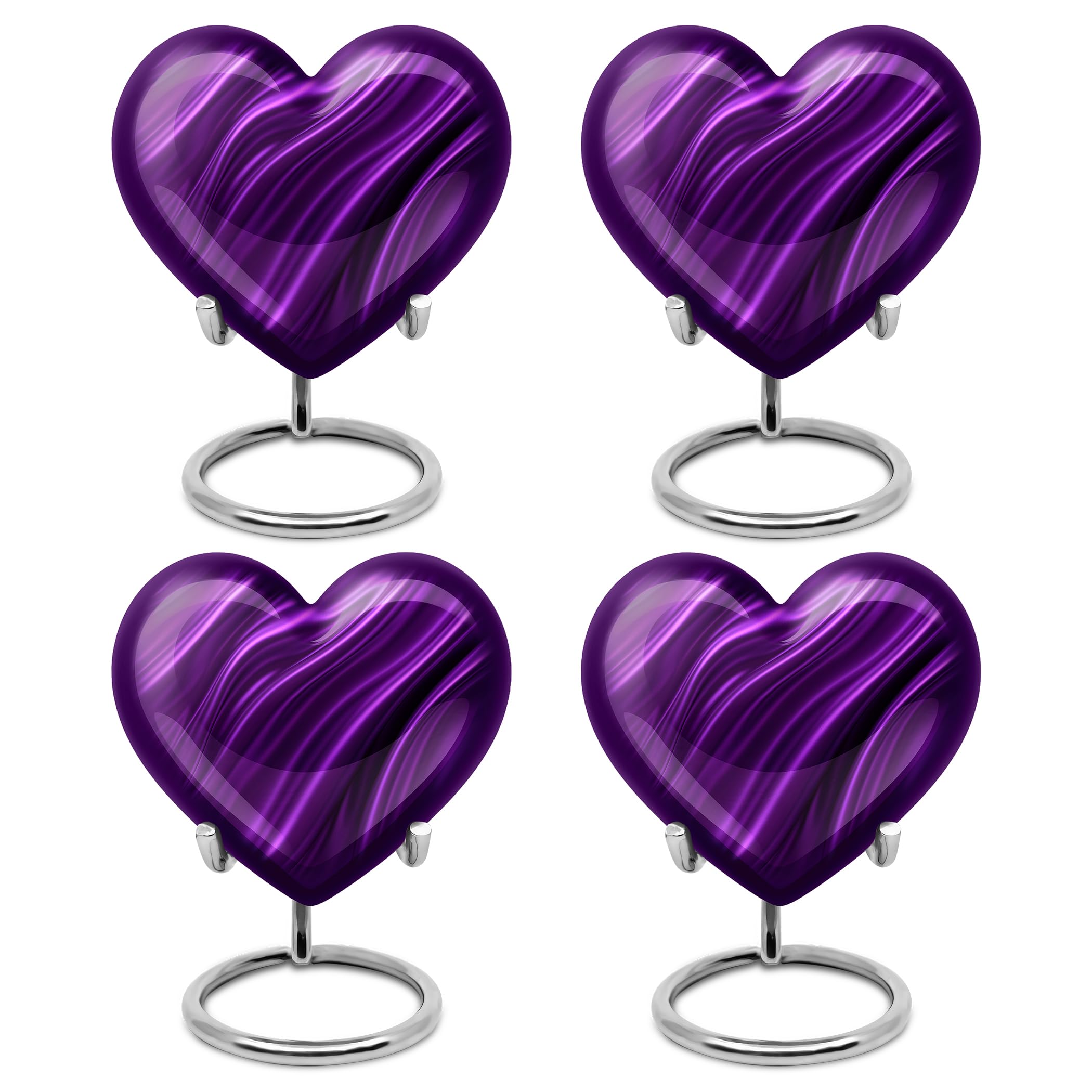 Heart Urn for Ashes, Keepsake Heart Mini Urn, Cremation Ash Containers, Handcrafted Keepsake Memorial Gift for Father & Mother, Purple, 3 Inch (Set of 4)