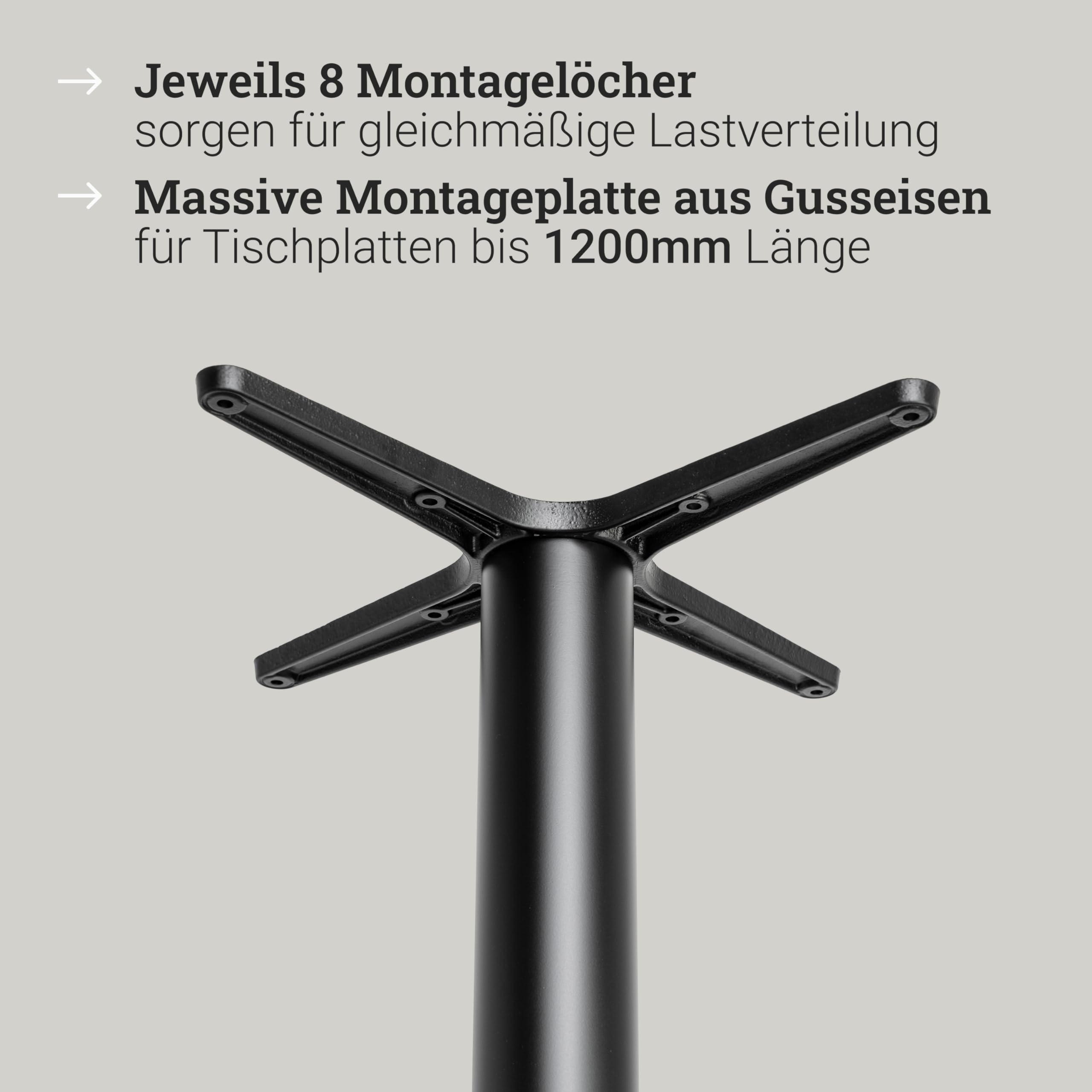 Natural Goods Berlin 1x Bistrotischgestell Duo RUND - Tischbeine Metall Schwarz Outdoor Bistrotisch Outdoor 72cm- Tischbeine Schwarz, Tischfüsse Aus Metall - Zwei Tischfüße Für Drinnen & Draußen