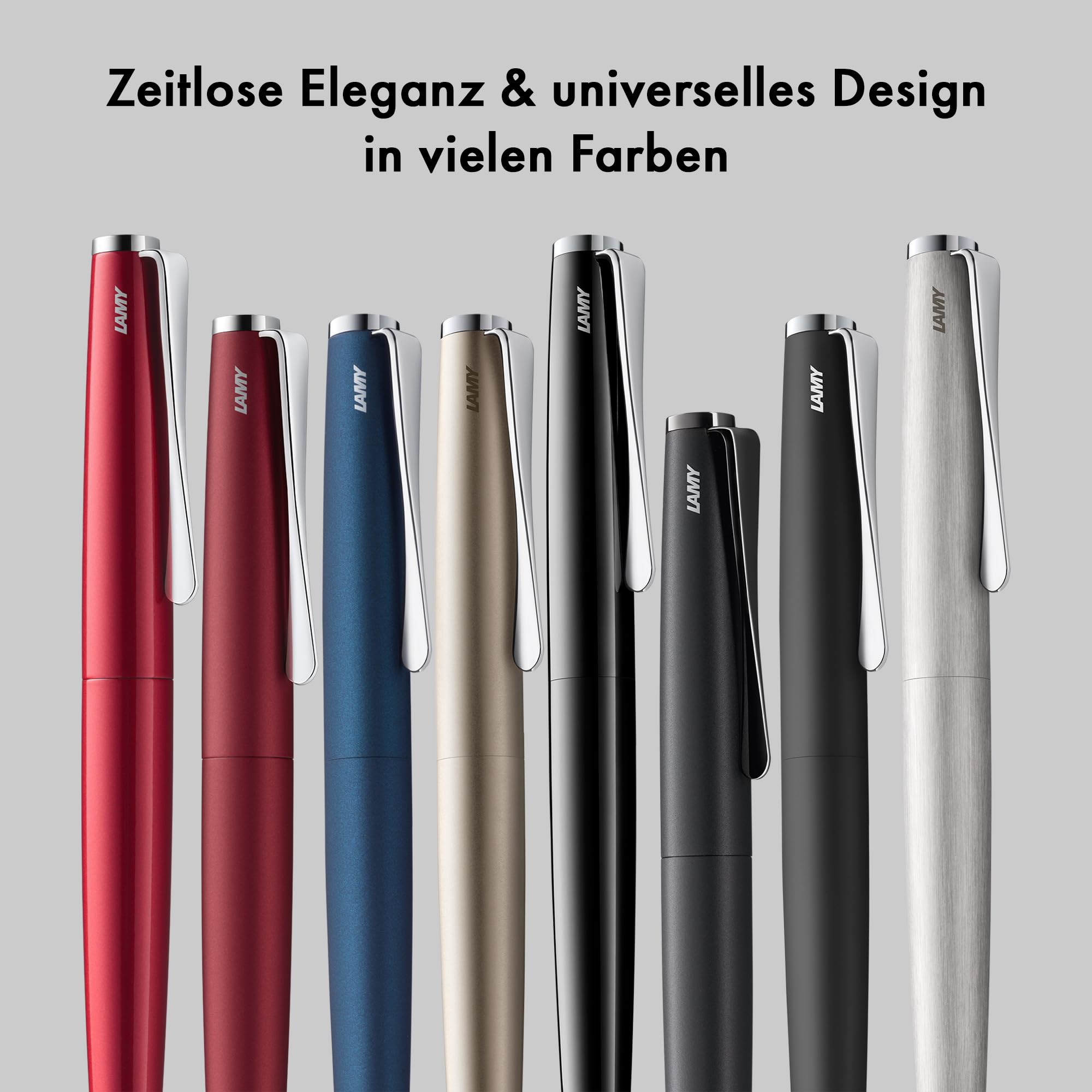 Lamy studio imperialblue Kugelschreiber in Stichbreite M | Lamy Kugelschreiber in elegantem Gehäuse aus Edelstahl – mit propellerförmigem Clip – inkl. Großraummine M 16 in schwarz