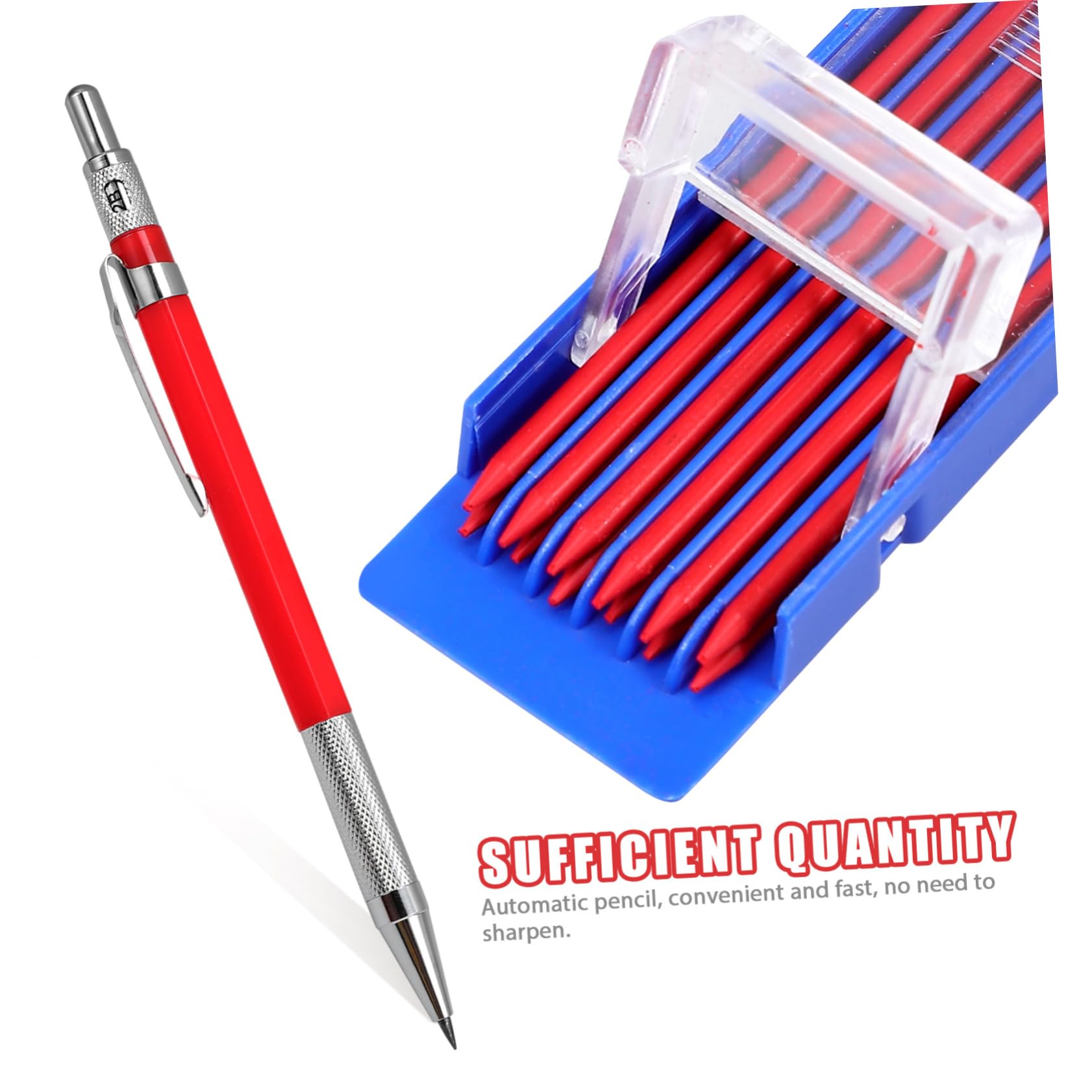 STOBOK 5ensembles Crayon Mécanique Pour Charpentier Crayon Automatique Avec Recharges Noires Et Rouges Outil De Marquage Professionnel Pour Menuiserie Et Construction