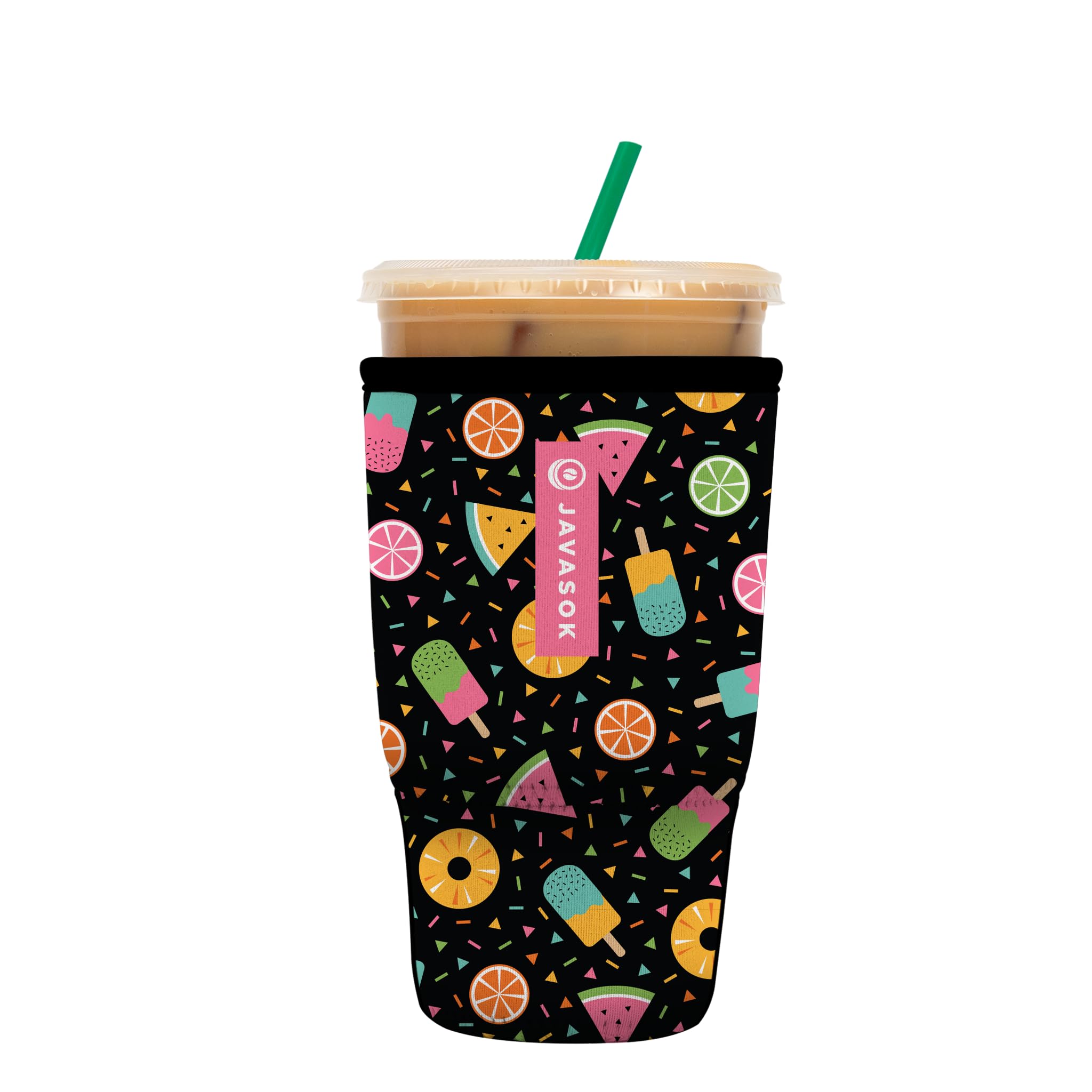 Sok It JavaSok Iced Coffee & Cold Soda Insulated Neoprene Cup Sleeve (Summer Sweets, Large: 30-32oz)