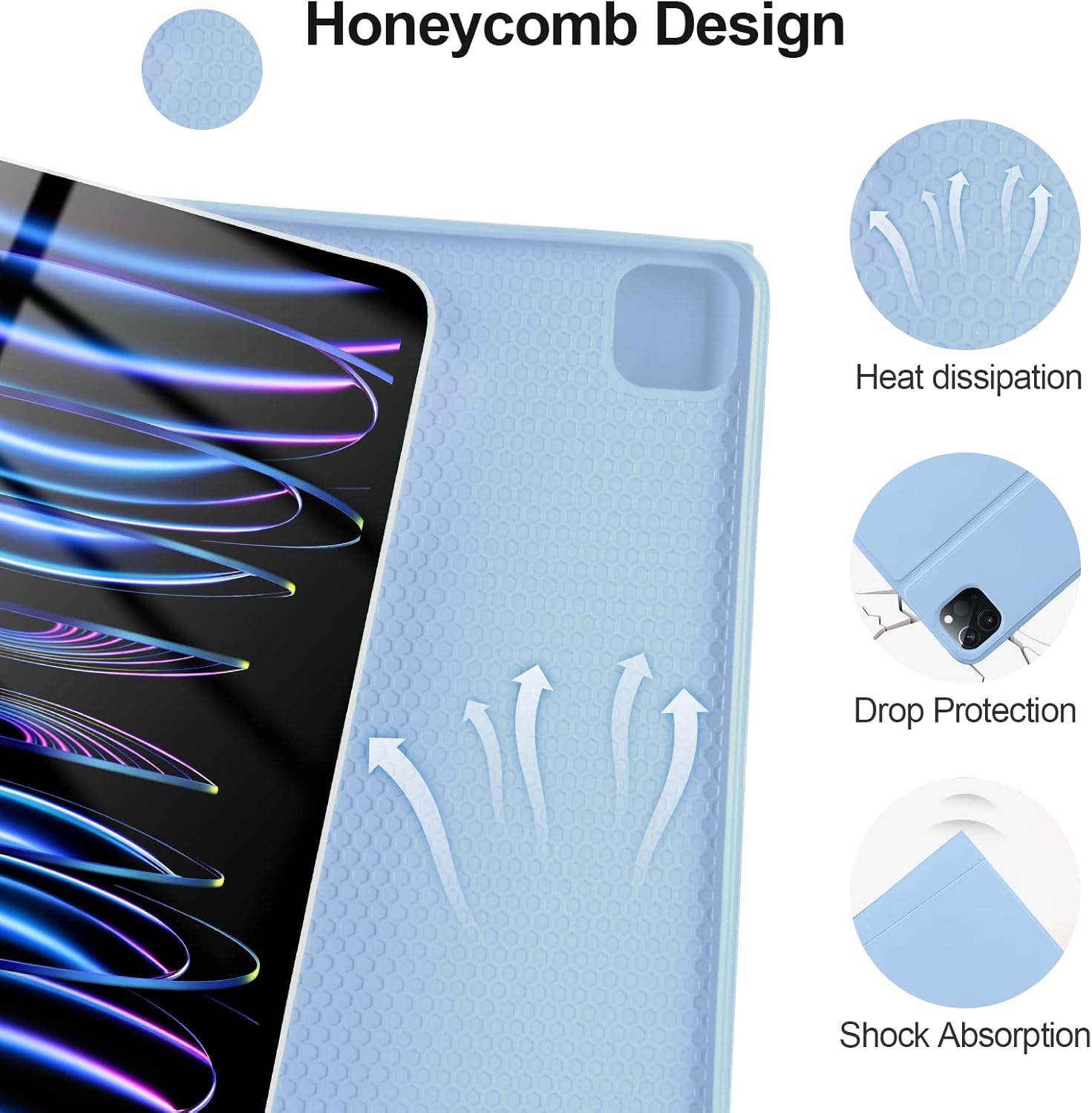 CC Store for iPad Pro 11 inch Case with Keyboard(4th /3rd /2nd /1st Gen),Keyboard for New iPad Air 11 inch (M2/M3),Air 5th/4th Gen Case with Detachable Bluetooth Key-Board and Pencil Holder (Blue)