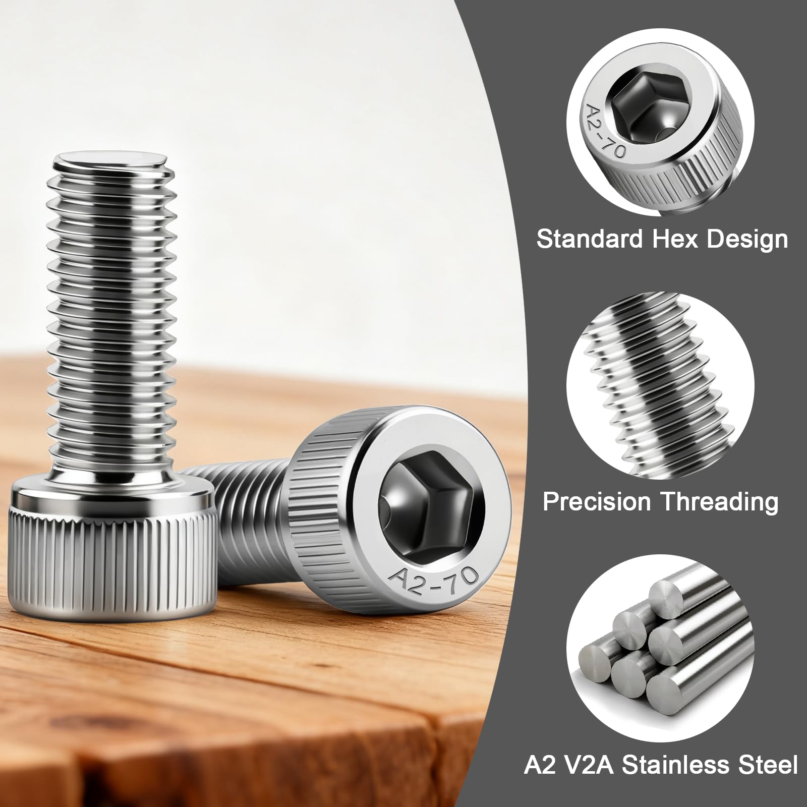 M6 x 22 mm (5 stuks) cilinderschroeven met binnenzeskant TX - roestvrij staal VA A2 V2A - cilinderkopschroeven roestvrij - DIN 912 - ISO 14579 | AGBERG