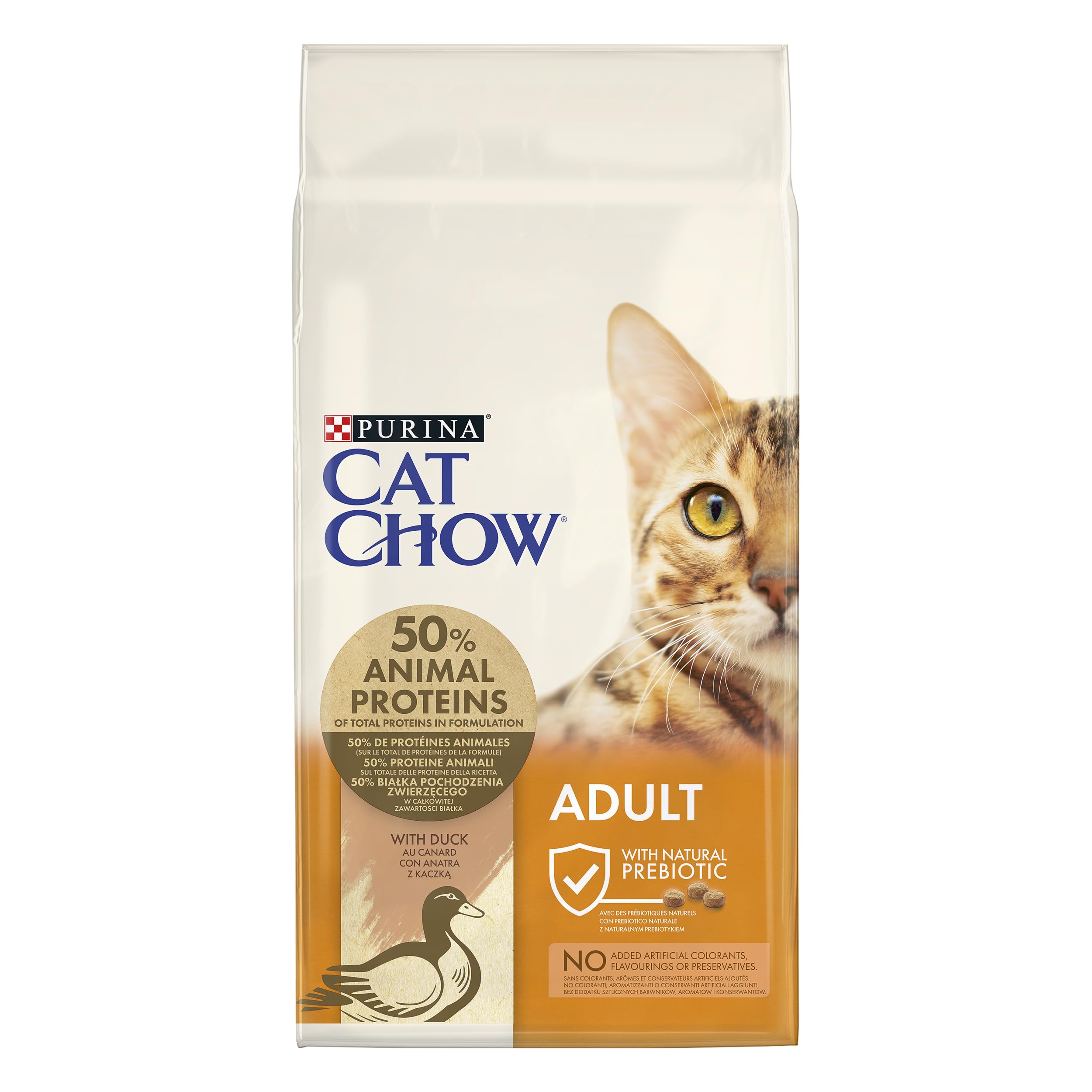 PURINA CAT CHOW | dorośli | sucha karma dla kotów | naturalna | kaczka | 10 kg | torba