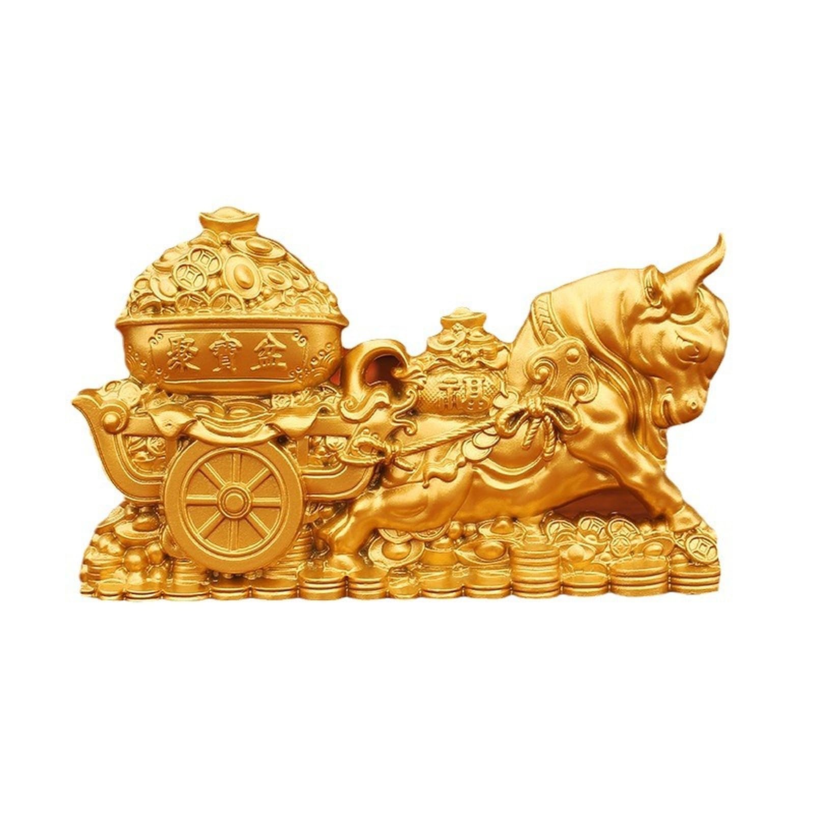 Nbklswsui Men's Handmade Brass Metal Ox Ornat Sculpture For Office Desk&Man Cave Vintage Decor Unique Feng Shui