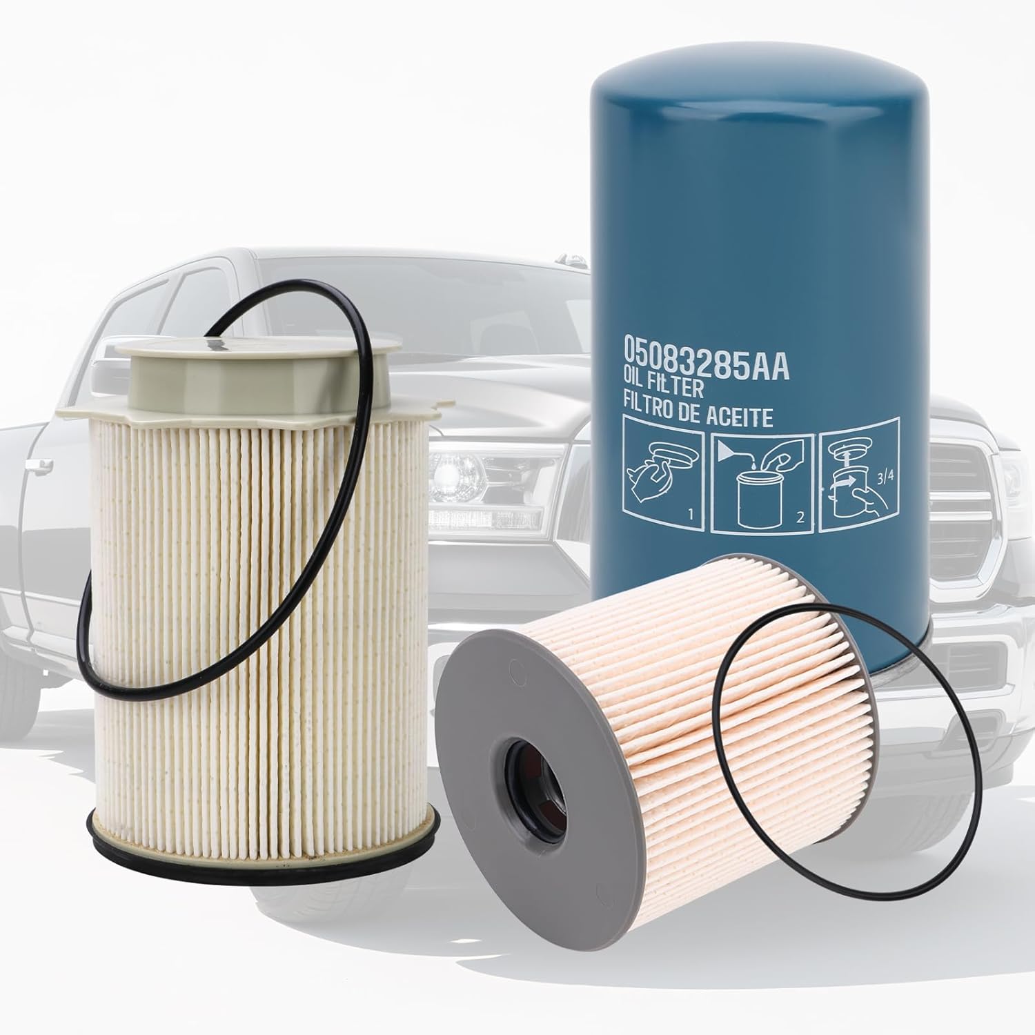 Fuel Filter 68436631AA/68157291AA, Oil Filter 05083285AA Compatible with Cummins Dodge Ram 2500/3500/4500/5500 2019-2024.
