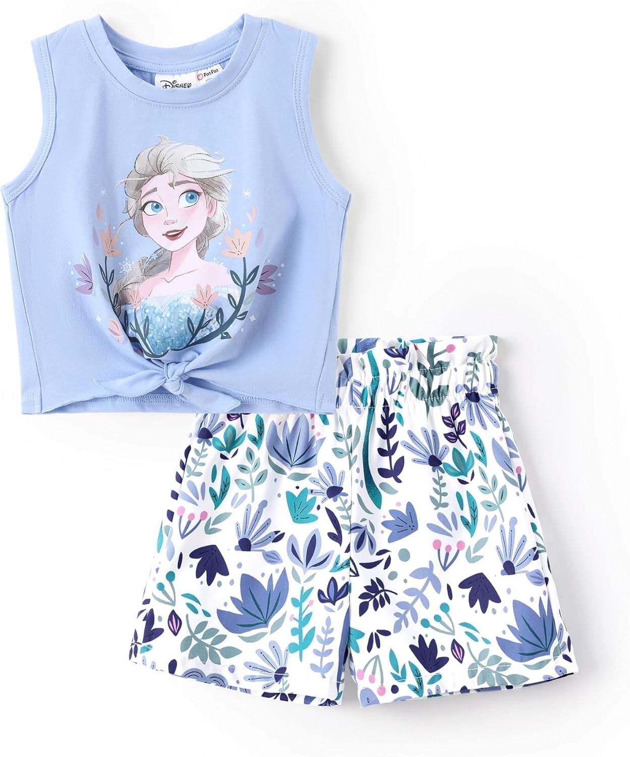 DISNEY Frozen Princess Minnie Stitch Girl Clothes Long Sleeve Knot Front Sweatshirt Flare Pants Fall 2 Piece Outfit 2-9Y