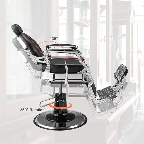 Miniatura 3 de Winado Silla de peluquería reclinable vintage resistente con reposacabezas, soporta hasta 700 libras y rotación de 360, equipo de champú profesional