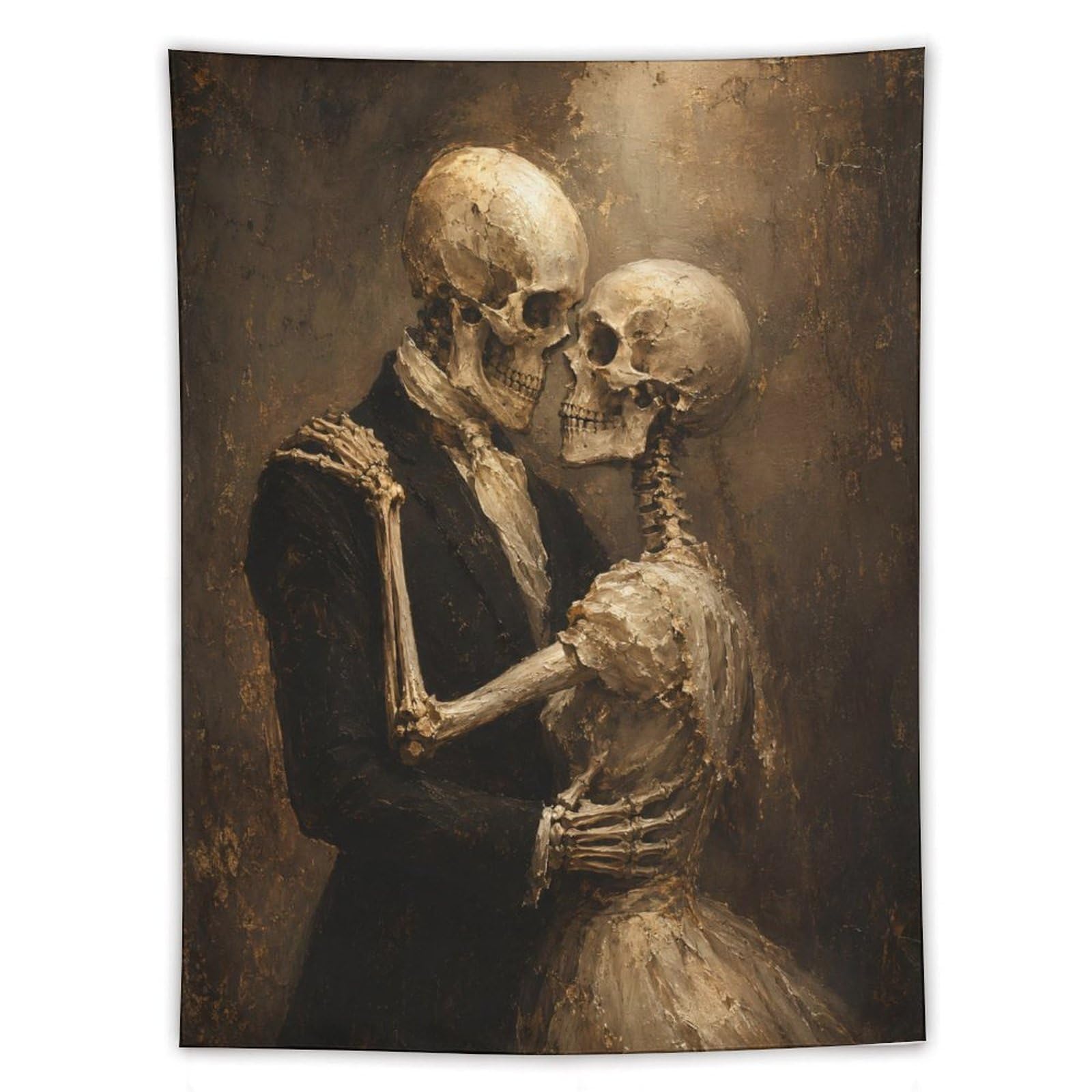 H3B8U2Y5 Skeleton Couple Romantic Portrait Wall Tapestry, Moonlit Field
