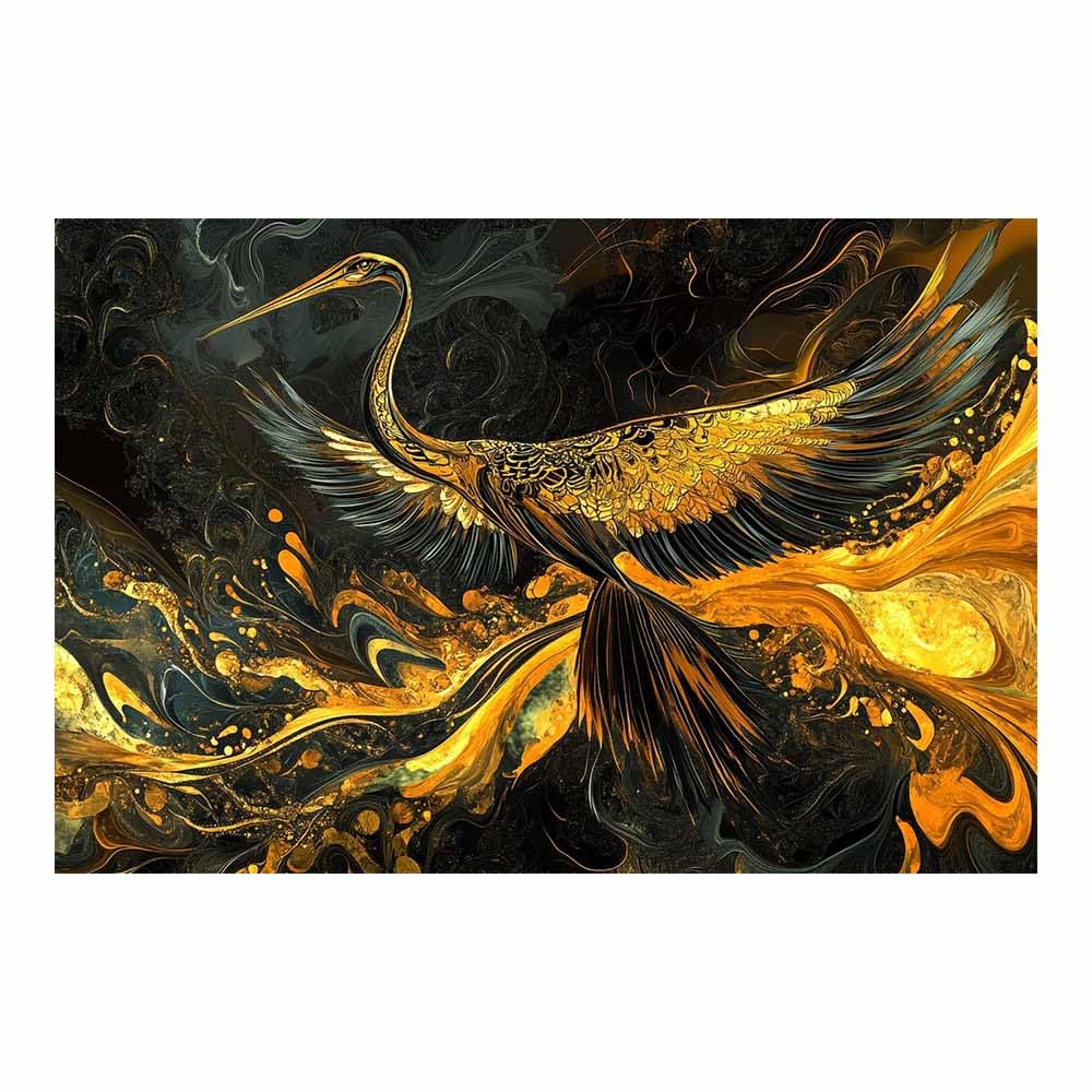 JOSUE Large Animal Canvas Wall Art Abstract Modern Large Panoramic Landscape Artwork for Living Room Bedroom Bathroom Office Home Decor(Gold 47)-70x100cm Unframed
