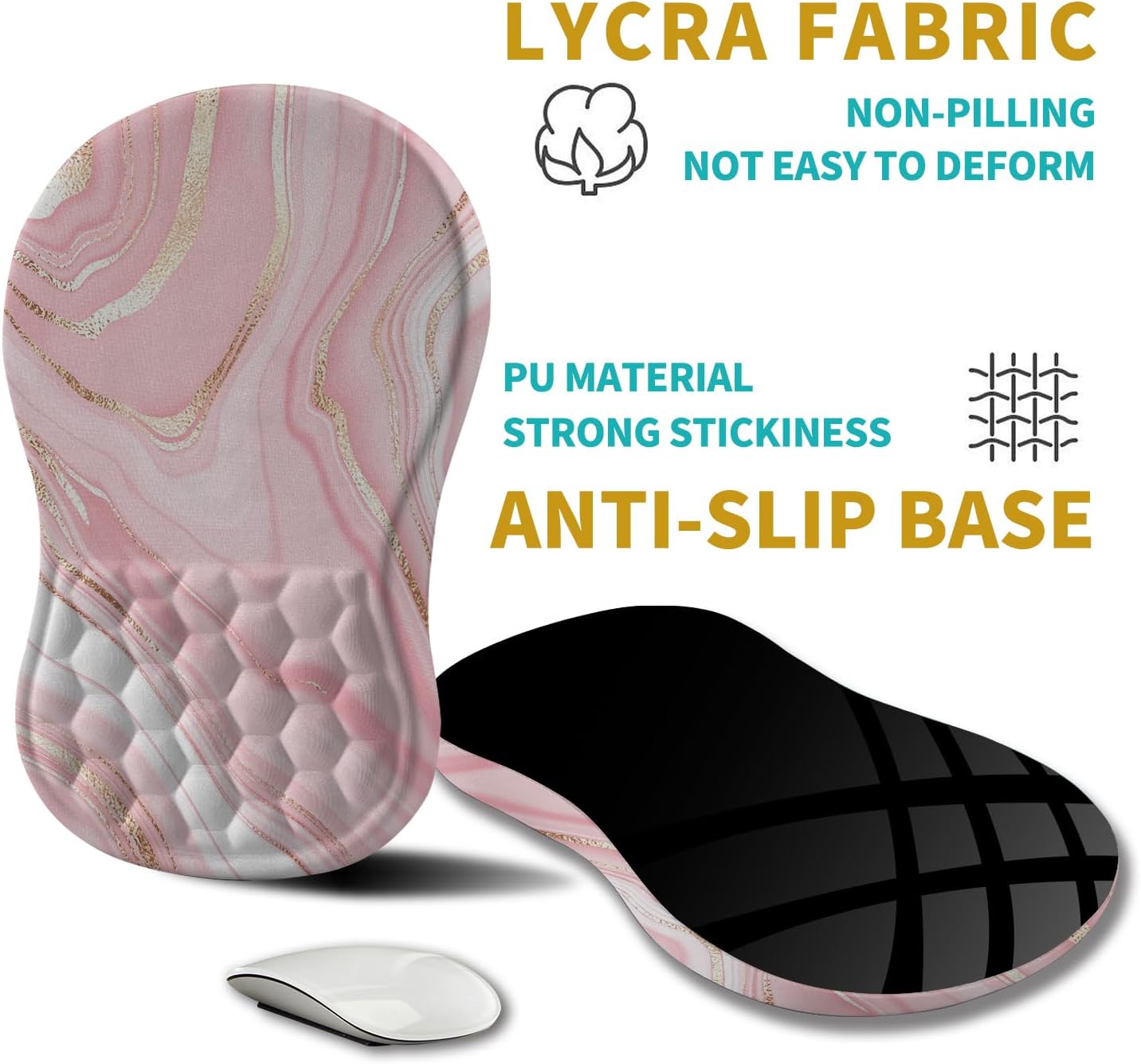 Hokafenle Ergonomic Mouse Pad Wrist Support, Wrist Rest Mousepad for Carpal Tunnel Pain Relief with Integrated Memory Foam Slope Massage Bulge (11.8x7.9 inch,Pink Fluid - Image 5