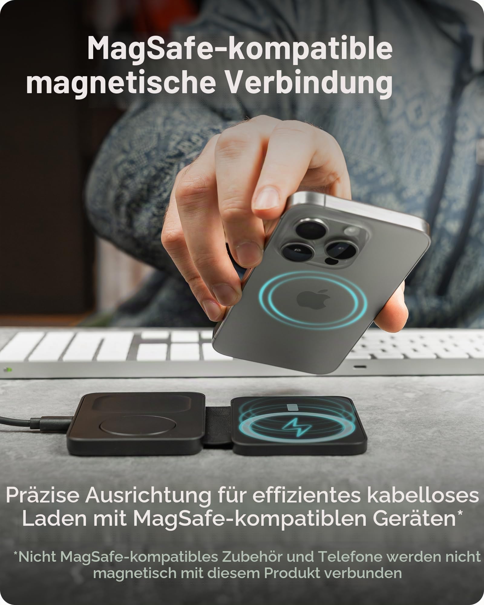 Mous Ladestation 3-in-1 kabellos, MagSafe-Reiseladegerät