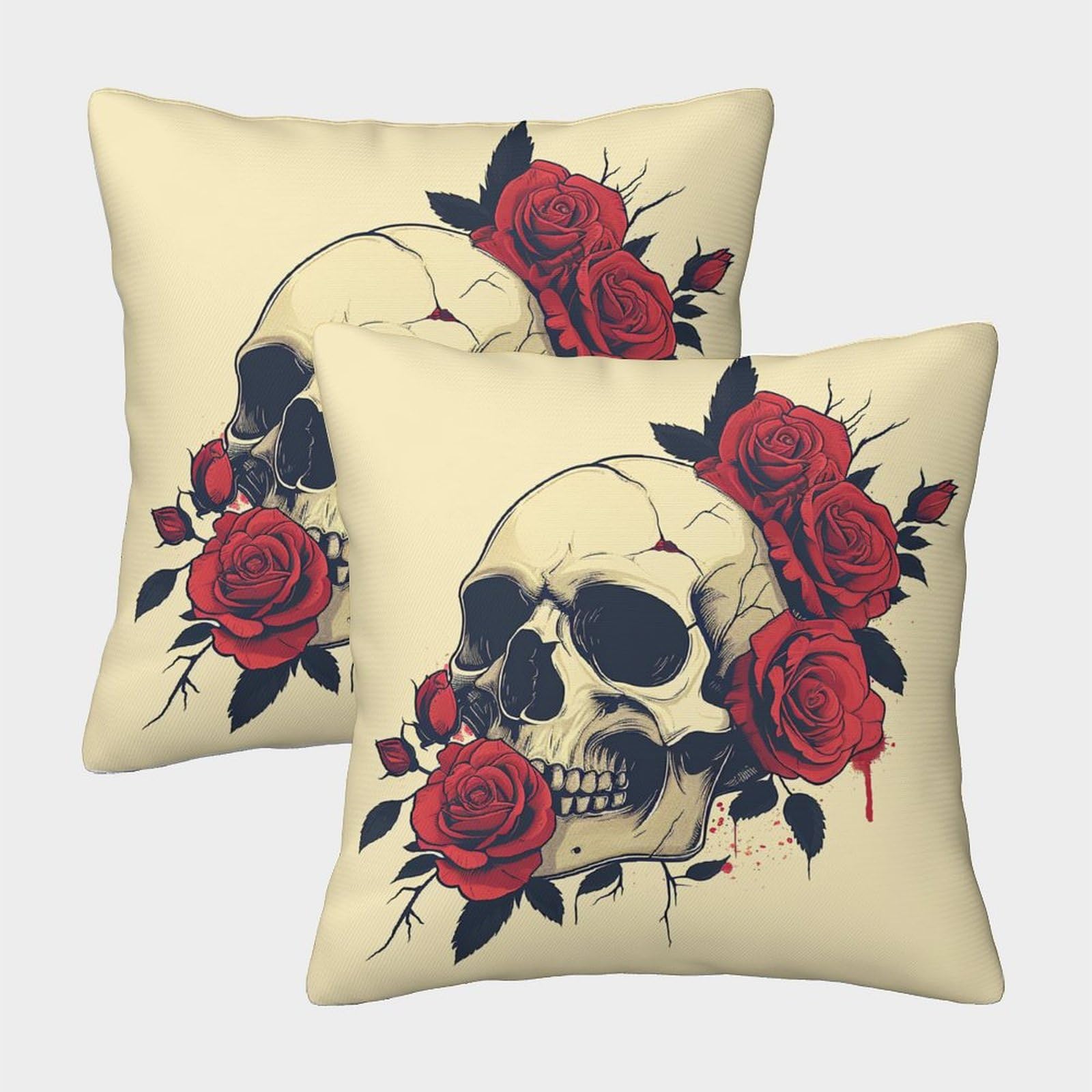 HLXZMCVBT Skull Velvet Originality Pillow Cover Outdoor Decor Set of 2 for 50x50cm