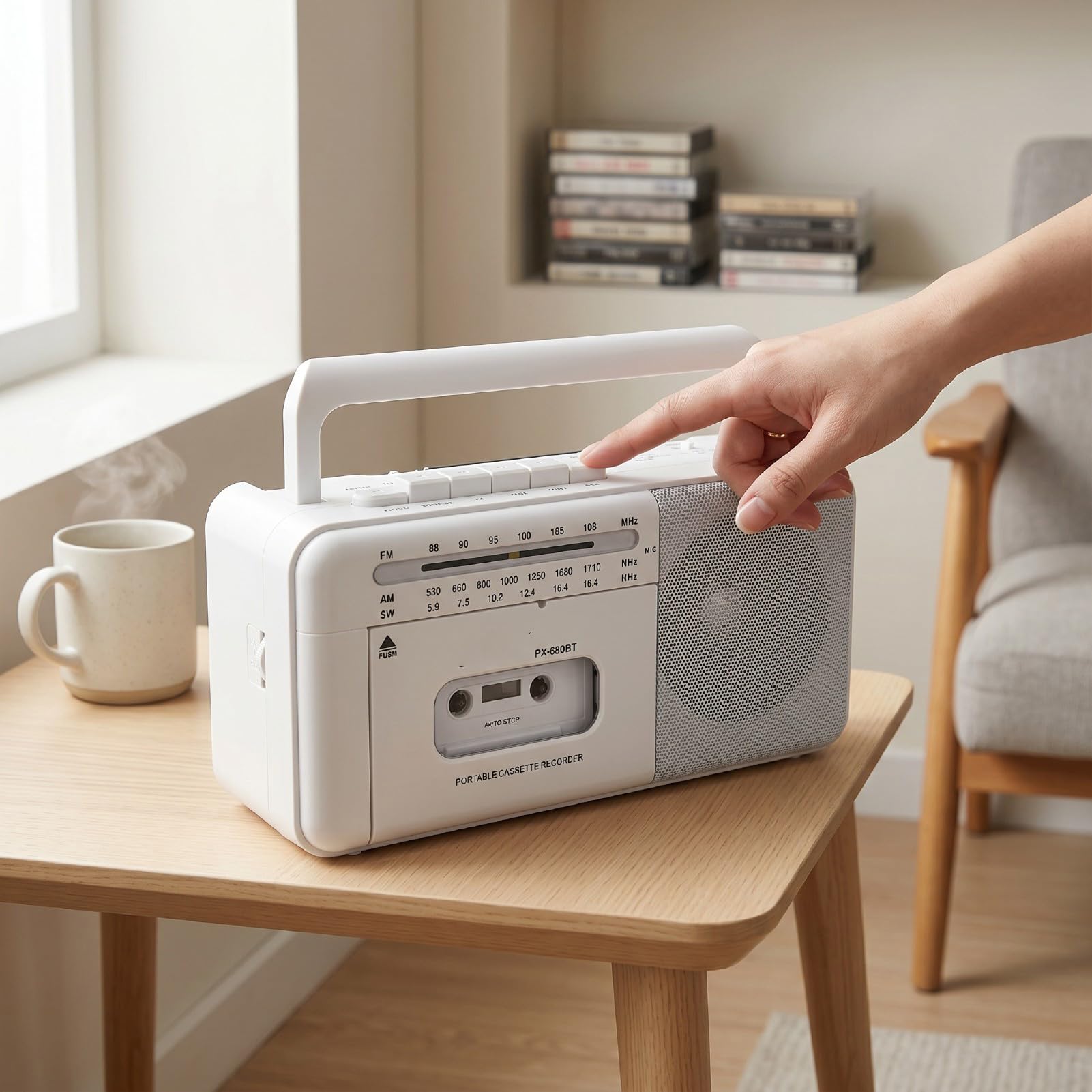 Luocute Reproductor de Casete Retro con Radio Am FM SW, Grabadora de Cinta Portátil con Conector para Auriculares, Función de Grabación, Bluetooth, Reproducción USB para Viajes en Casa