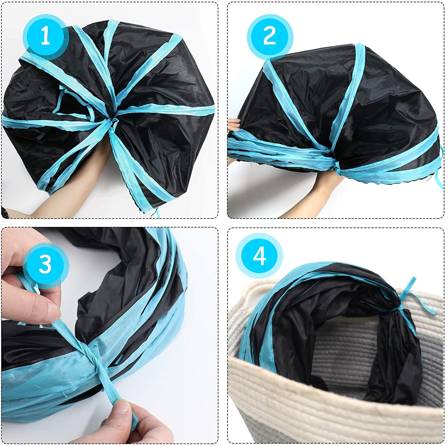 RongQiLBB 2 Way Cat Tunnel Tube Collapsible Pet Play Tunnel S-Type Cat Tunnels for Indoor Cats Puppy, Kitty - Image 4