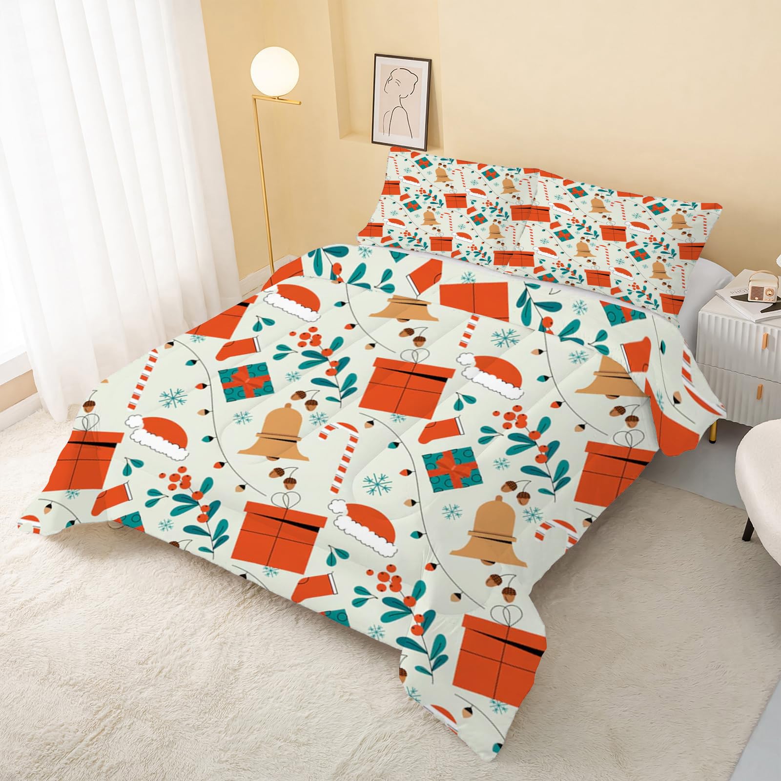 Bettdecke 200x200cm Beige, Winter Bettdecke Ohne Bezug, 4 Jahreszeiten Bettdecke 200x200 Wende-Steppdecke, Warm Weiche Winter Bettdecke Waschbar Steppdecke 200x200 cm + 2 Kissenbezug 80x80cm, Pflanze