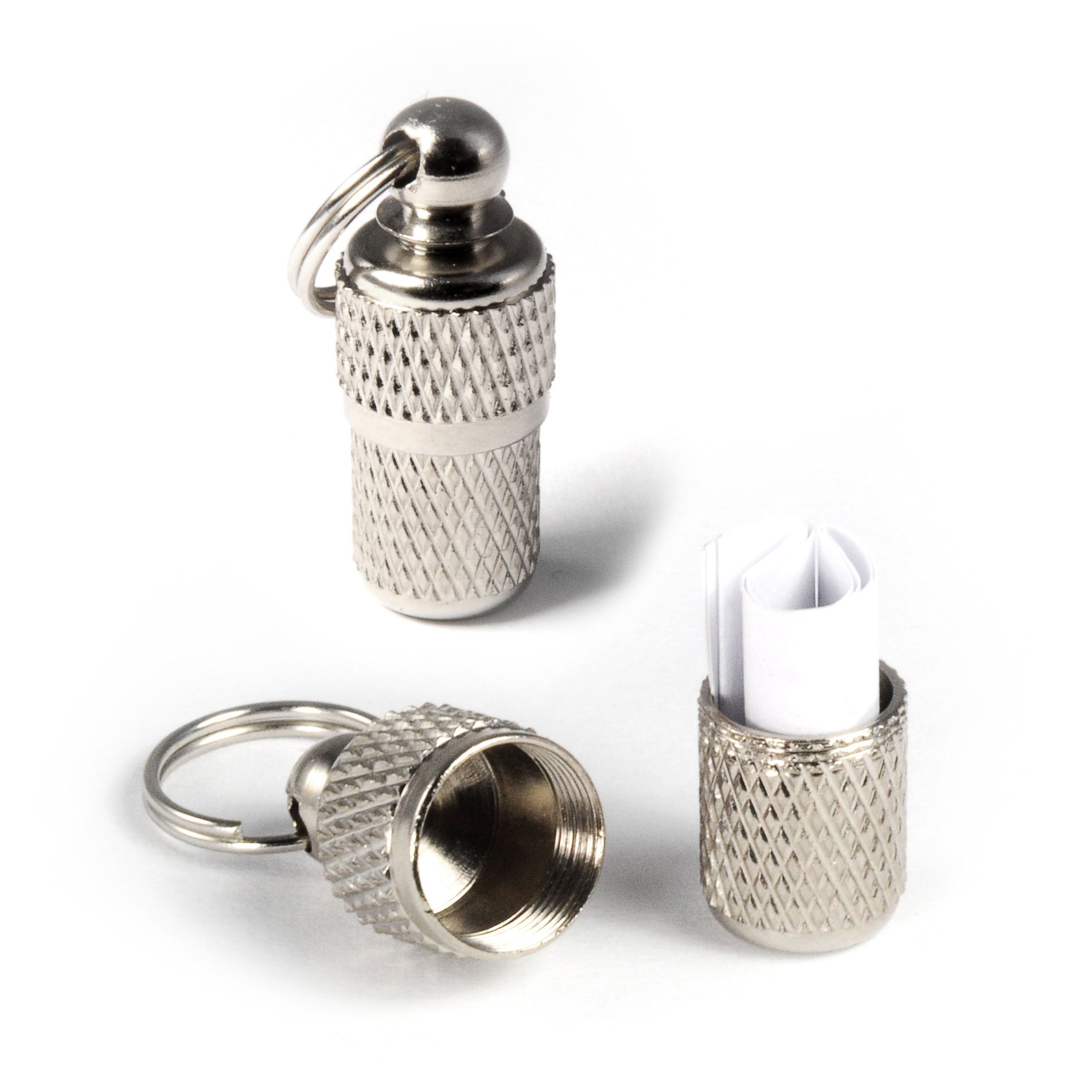 Ganzoo lot 2 médaillons adresse type mini boîte tube pour chien et chat, acier inoxydable, papier à glisser pour nom adresse numéro de téléphone, dimensions 2,5 cm hauteur, 1 cm diamètre, poids 4 g
