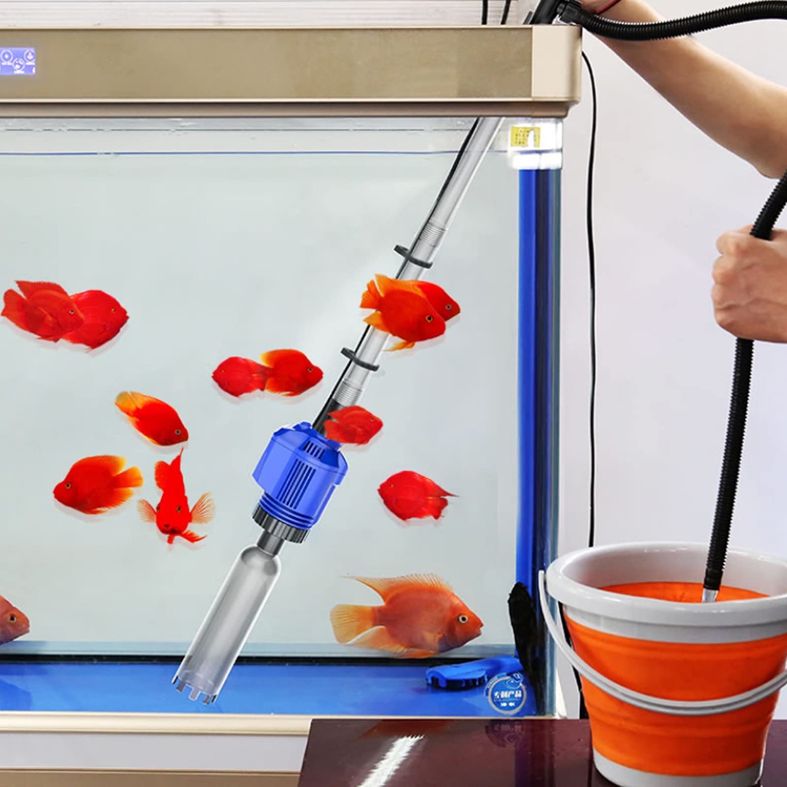 Aspirateur d'Aquarium, Nettoyeur de Gravier d'Aquarium Électrique, pour le Changement d'Eau, le Lavage du Sable, l'Absorption des Matières Fécales, le Nettoyage des Filtres