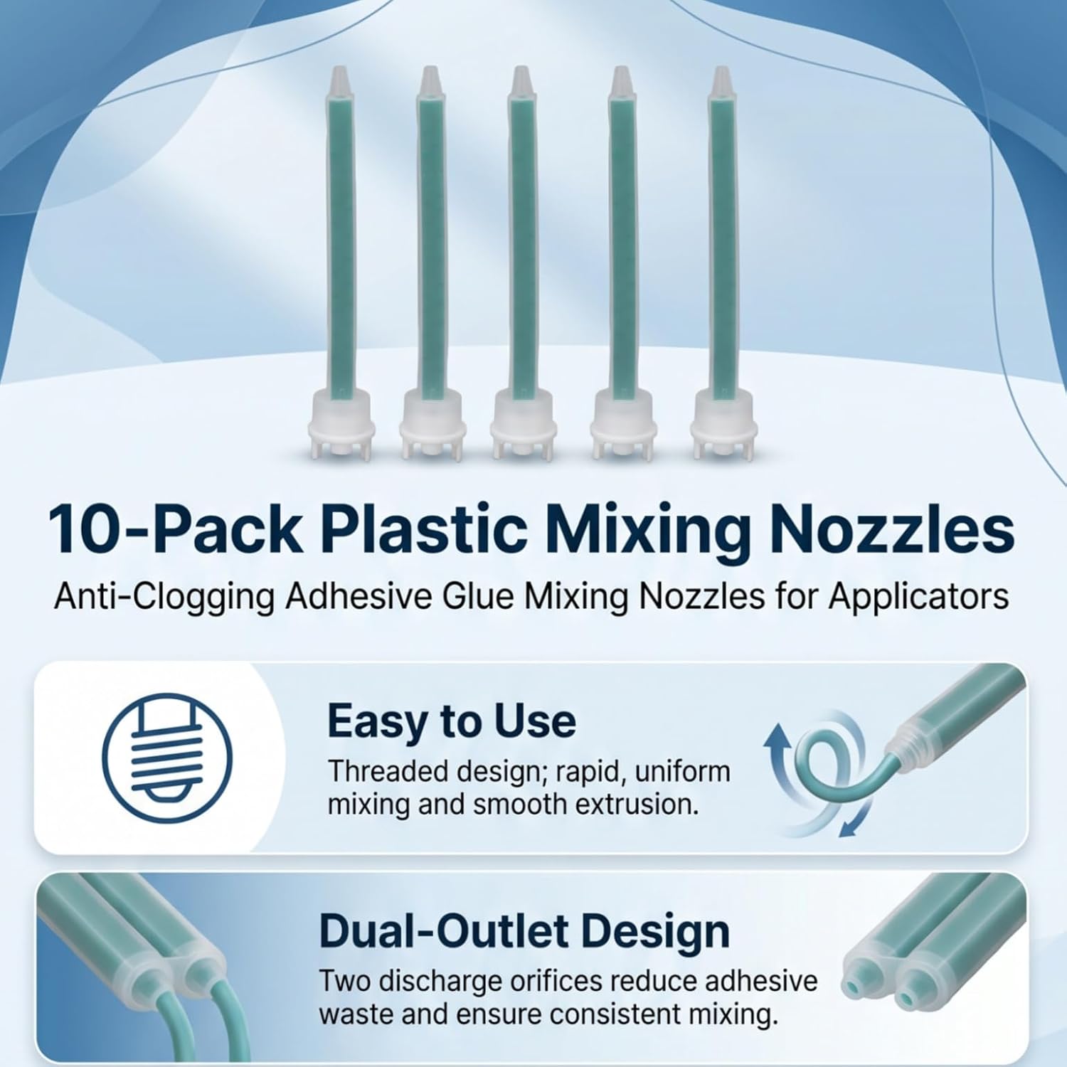 Mixing Nozzles for Glue Gun, 10 Pack, 1:1 Ratio Resin Mixer Adhesive Applicator, Hoof Trimming Nozzles image 2