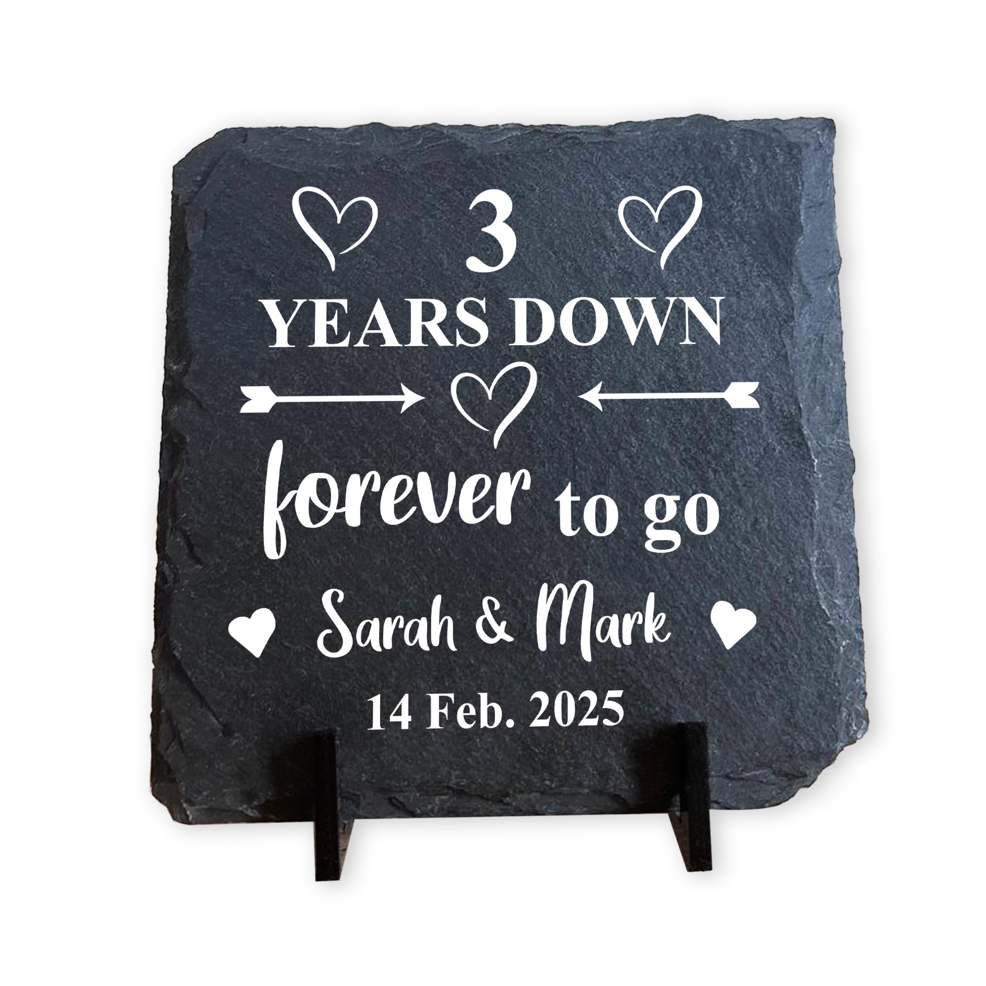 Red Ocean 3rd Anniversary For Husband Wife PERSONALISED 3 Years Down Forever To Go Funny 3rd Anniversary For Boyfriend Girlfriend Slate Sign Your Names& Date Keepsake