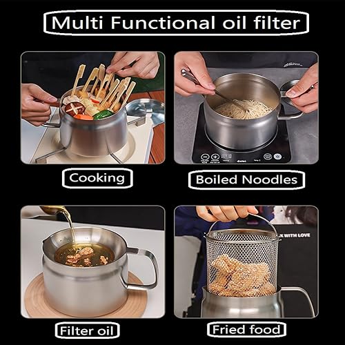Miniatura 3 de Olla de filtro de aceite de acero inoxidable 304, separador de grasa, contenedor de grasa de tocino, contenedor de grasa para cocina, mini freidora