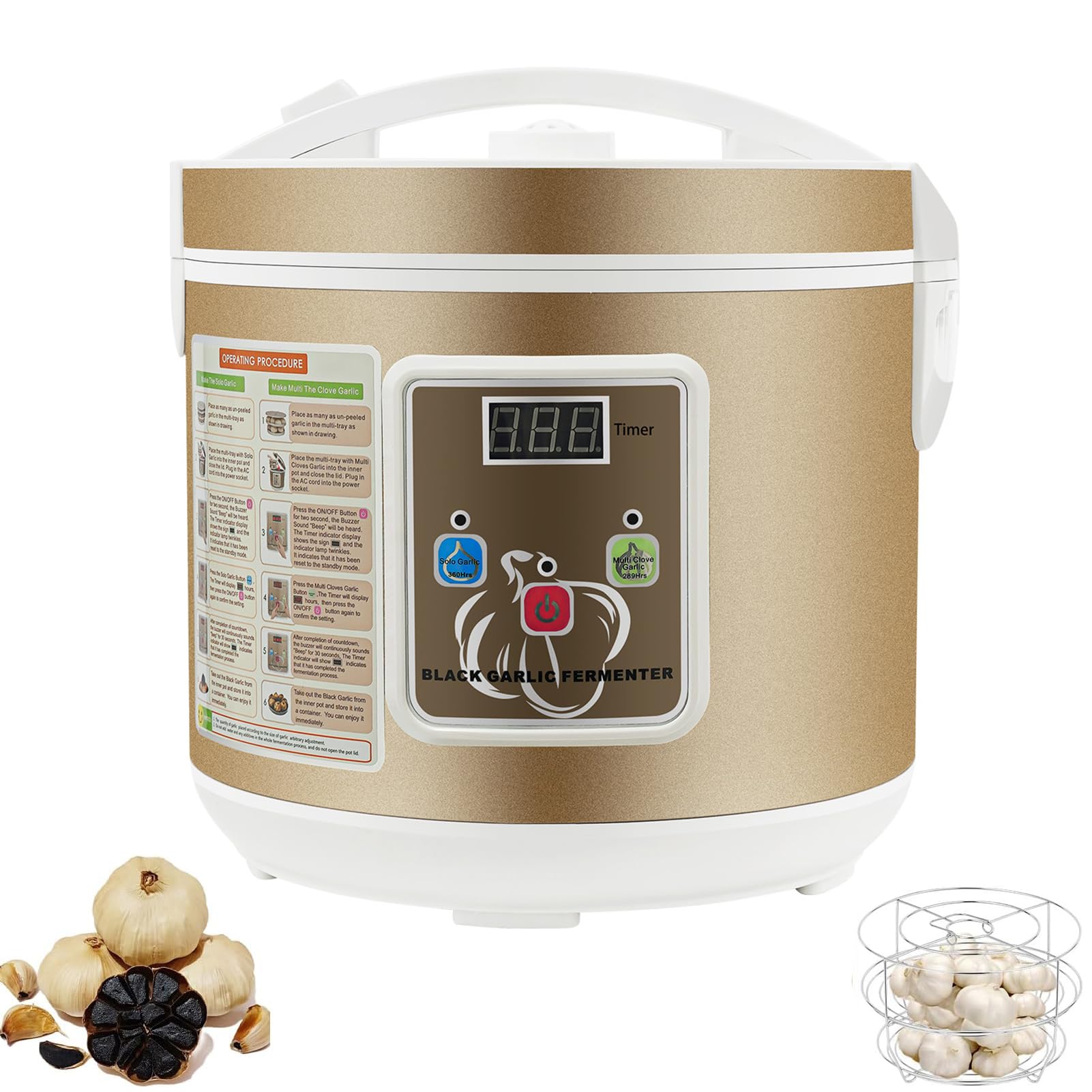 Fermenteur d'ail noir - 90 W - Contrôle automatique intelligent - Avec contrôle du temps et de la température - Pour la fabrication d'ail noir, yaourt alimentaire