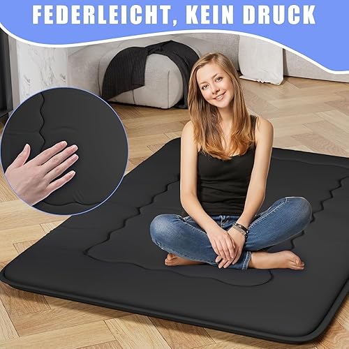 Miniatura 6 de Colchón de futón japonés, plegable, tapete de tatami portátil, para dormitorio, con bolsa y correa, colchón grueso para dormir en el suelo